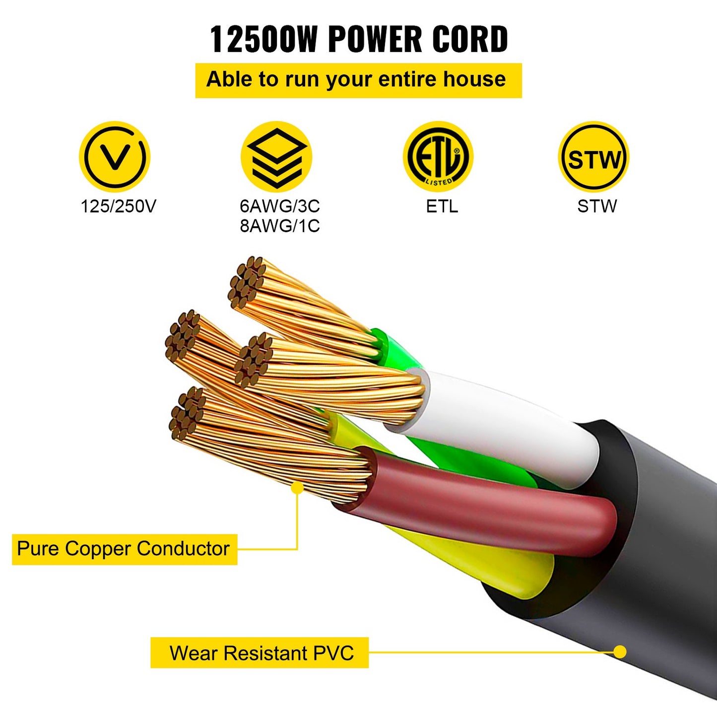 VEVOR 50 FT 50 Amp RV Extension Cord NEMA N14-50P to N14-50R, 125 / 250V Heavy Duty,-$200
