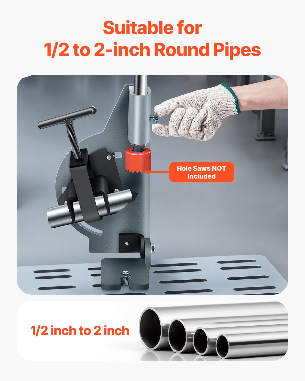 VEVOR Pipe Notcher, Tubing Notcher for 1/2 to 2-inch Pipes, Pipe & Tube Notcher with 0 to 60° Adj,-$45