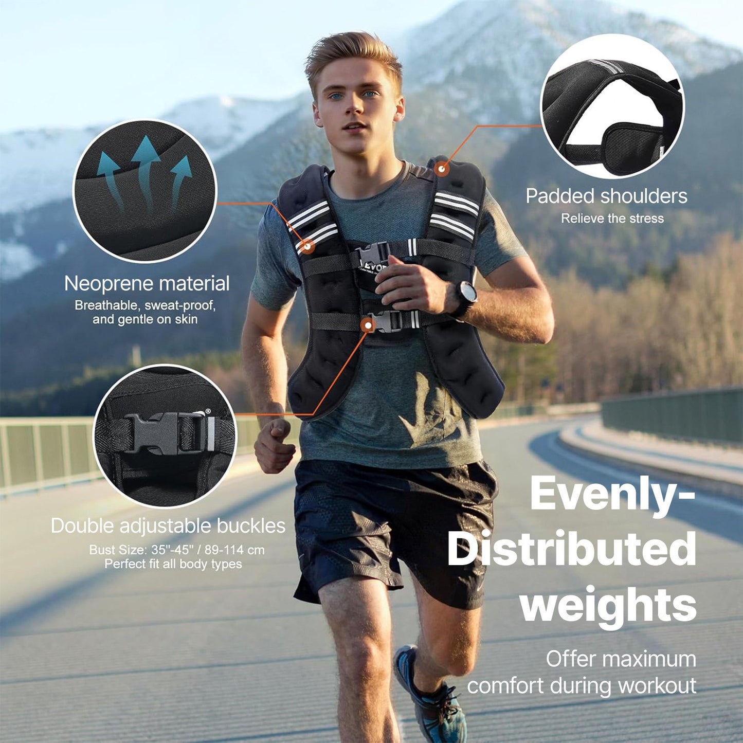 VEVOR Weighted Vest, 20 lbs Weight Vest with Reflective Stripe, Adjustable Buckle Body,-$35