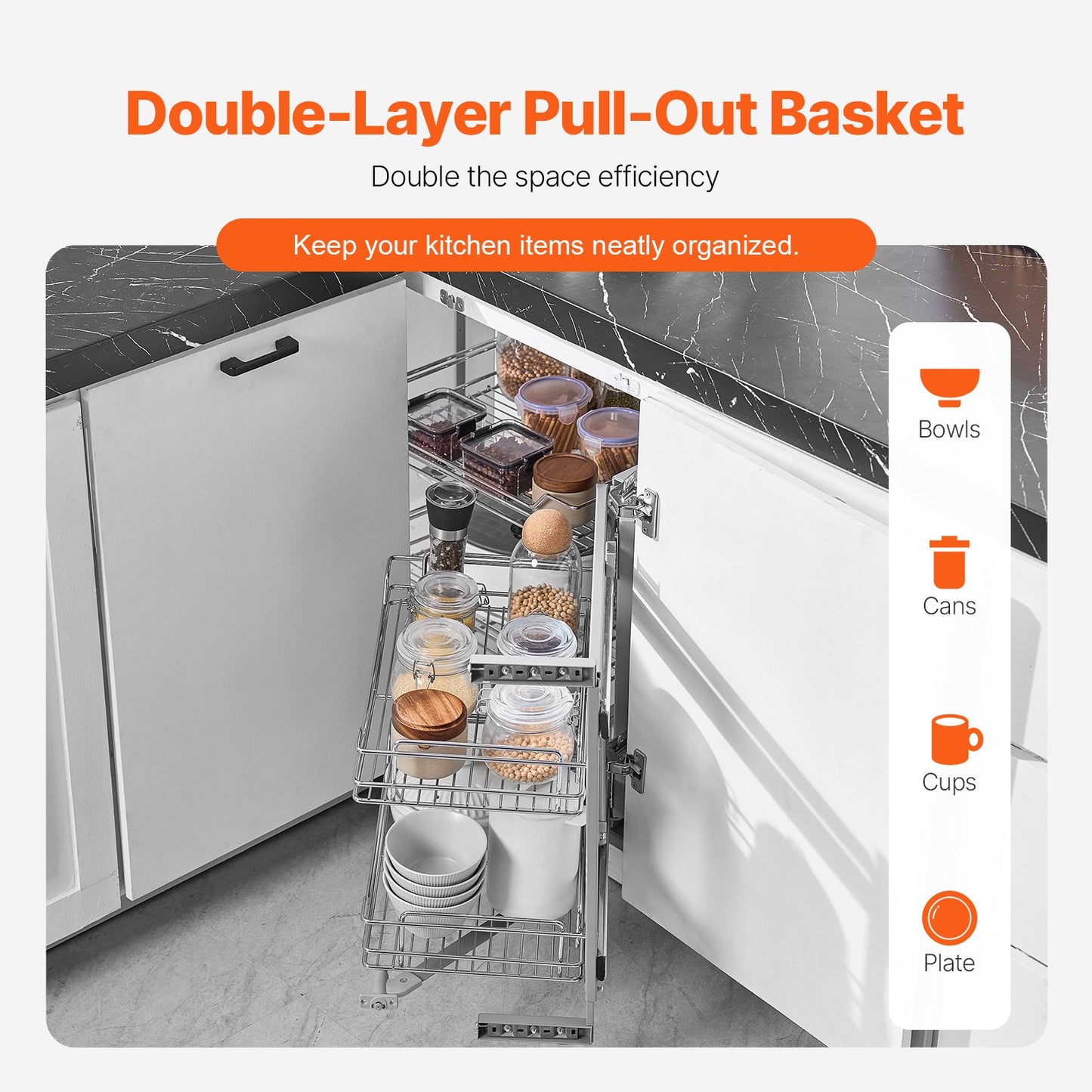 VEVOR 18"W Opening Blind Corner Pull Out Organizer, 2 Tier 4 Shelf Kitchen Cabinet Organizer,-$180