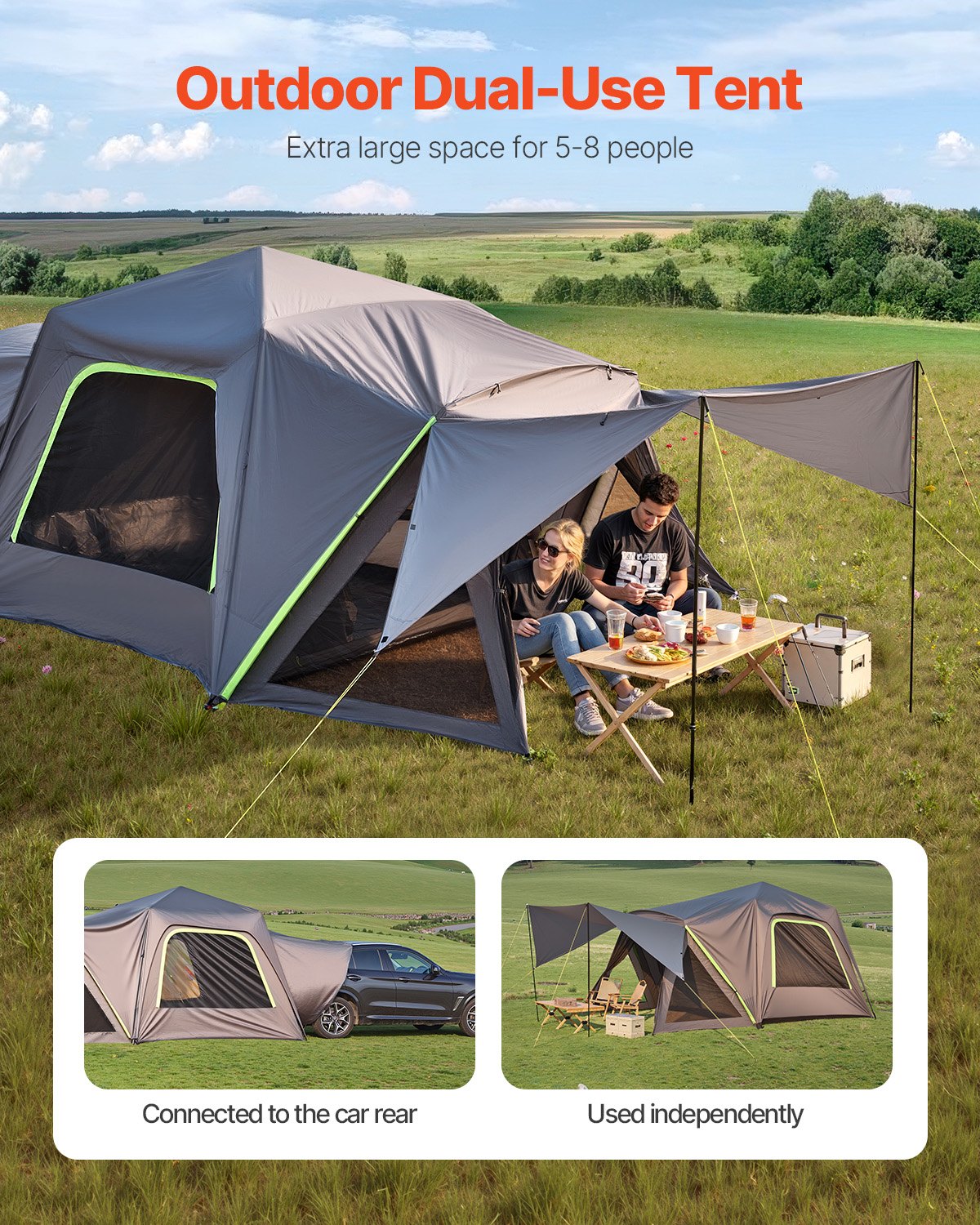 VEVOR SUV Tent for Camping, 10FT L x 10FT W, Waterproof PU2000mm Spacious Double Layer Design,-$280