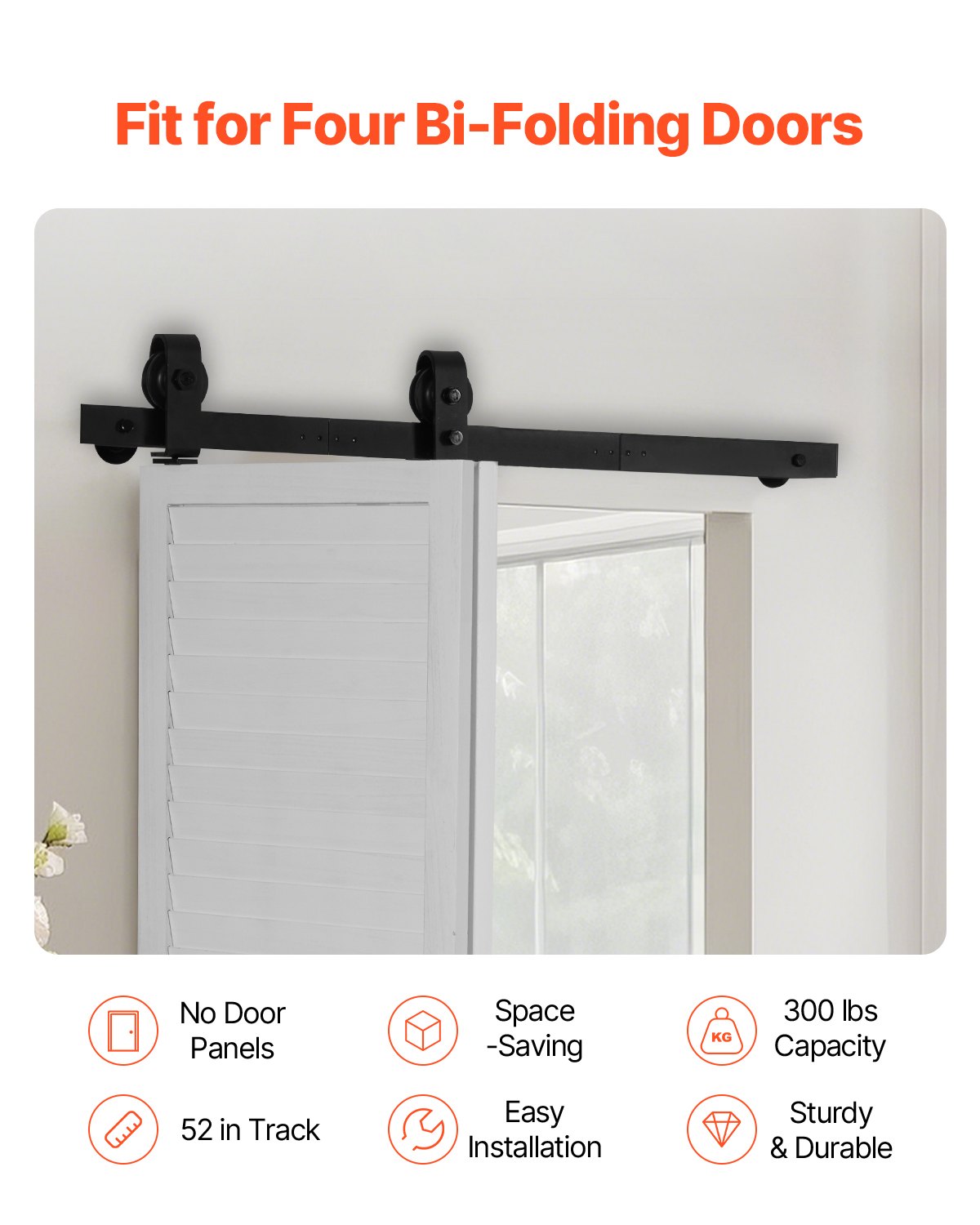 VEVOR Bi-Folding Sliding Barn Door Hardware Track Kit, 36" Top Mount Track Kit, Slide Smoothly,-$35