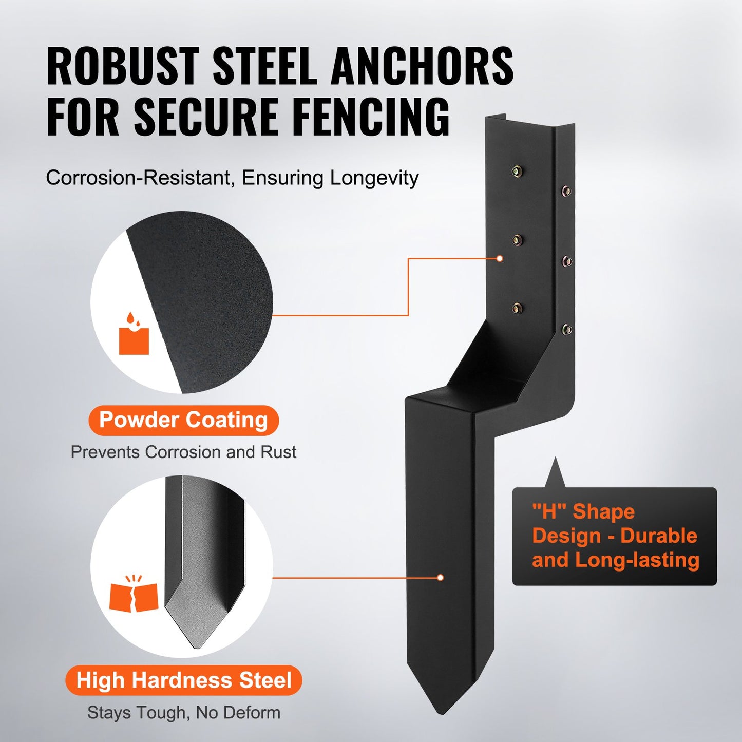 VEVOR Fence Post Anchor Repair Kit, 6 Pack Inner Diameter 3.5 x3.5 Inches Heavy Duty Steel Fence Post,-$55