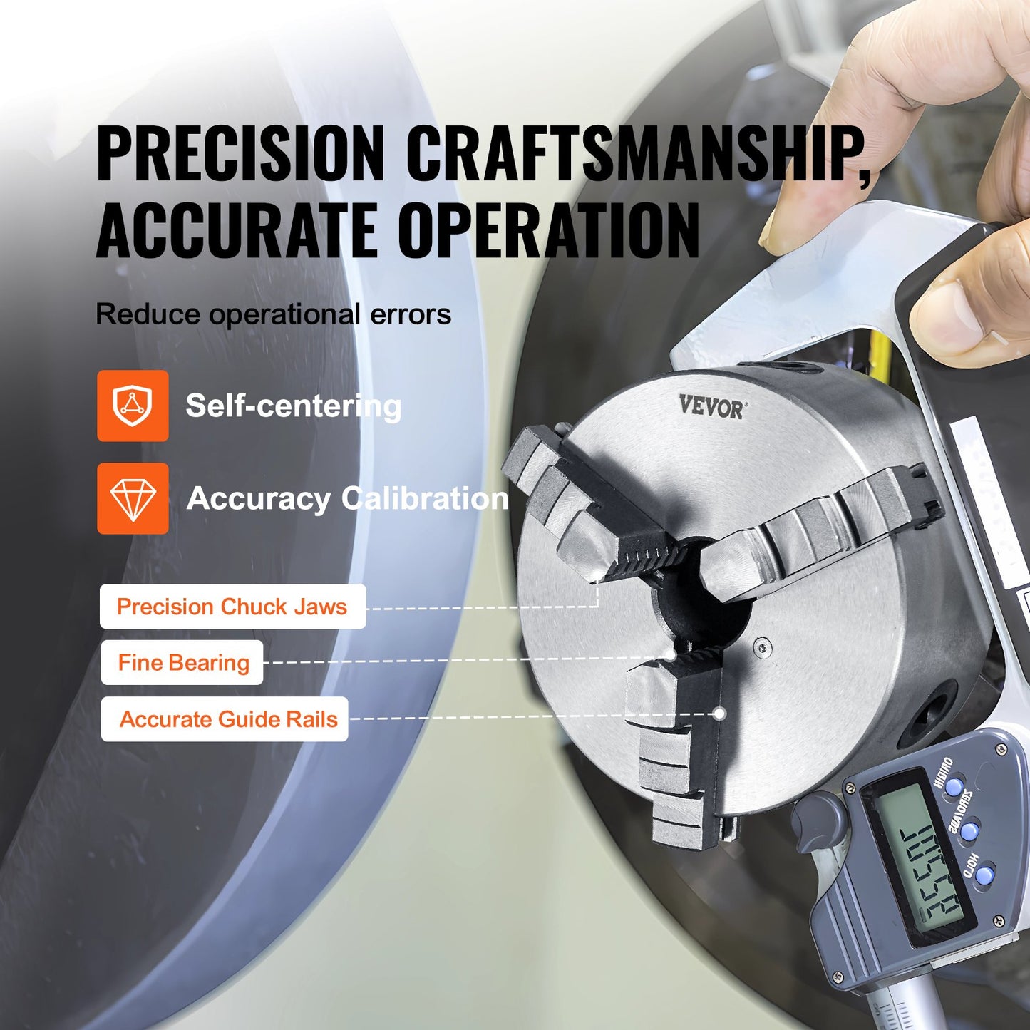 VEVOR 3-Jaw Lathe Chuck, 5'', Self-Centering Lathe Chuck, 0.1-5 in/2.5 -125 mm Clamping Range,-$50