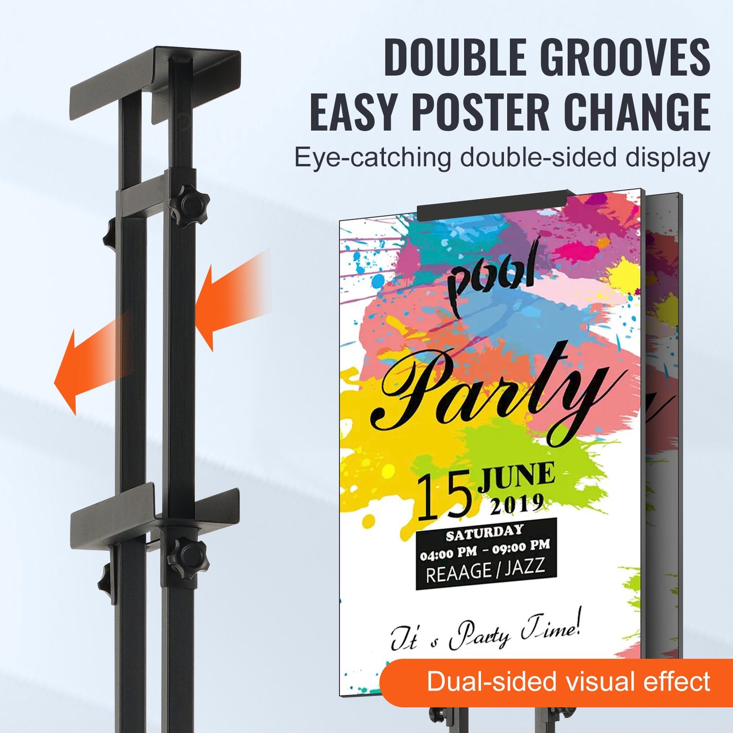 VEVOR Poster Stand, Adjustable Height Up to 75", Double-Sided Heavy Duty Pedestal Sign Holder,-$25