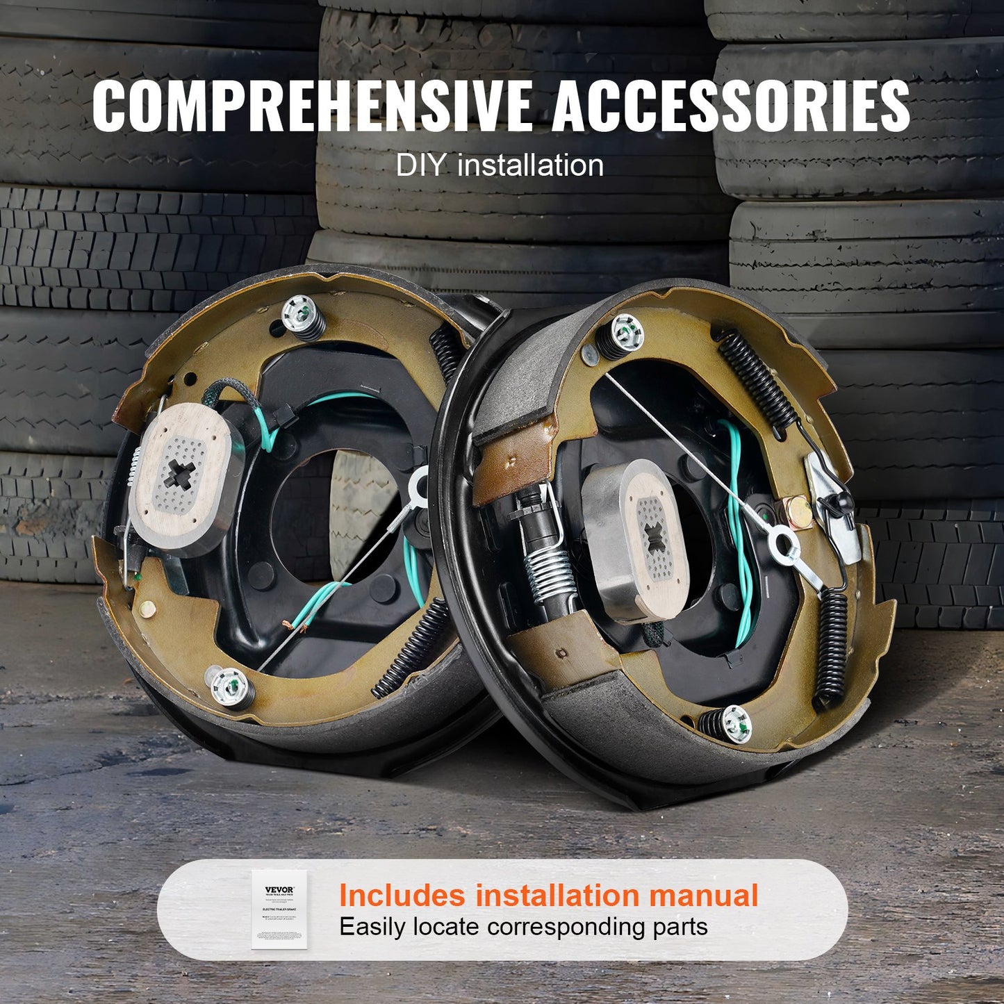 VEVOR Electric Trailer Brake Assembly, 10" x 2-1/4", 1 Pair Self-Adjusting Electric Brakes,-$55