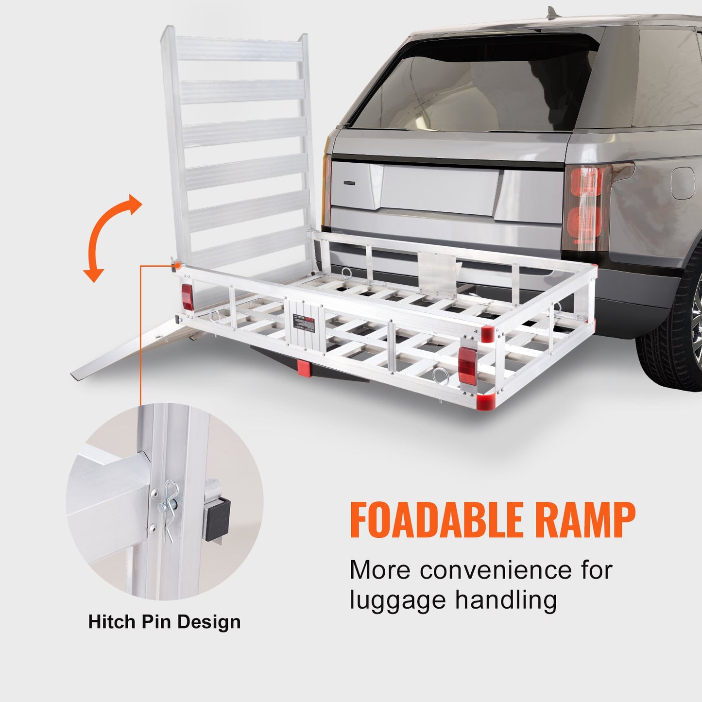 VEVOR 50 x 29.5 x 8.7 in Hitch Cargo Carrier, 500lb Capacity Trailer Hitch Mount Aluminum,-$180