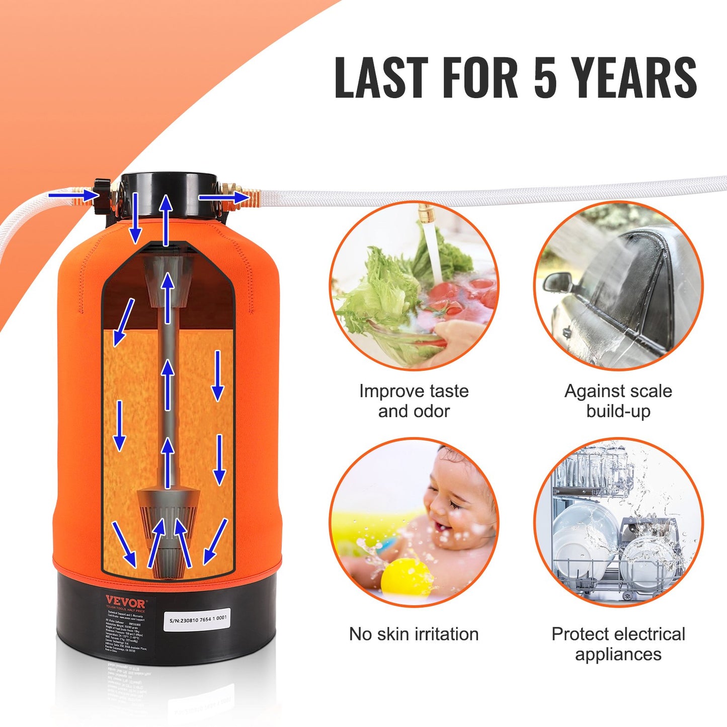 VEVOR RV Water Softener, 16,000 Grain Portable Water Softener, with 3/4" Brass Fittings and 42" Hose,-$125