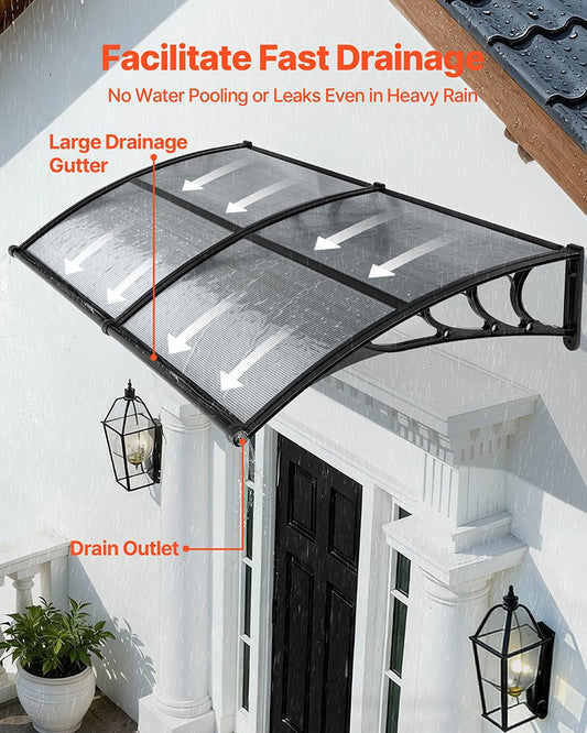 VEVOR Awnings for Door Entrance, 38 x 78 in, Exterior Front Door Window Awnings with Drainage,-$60