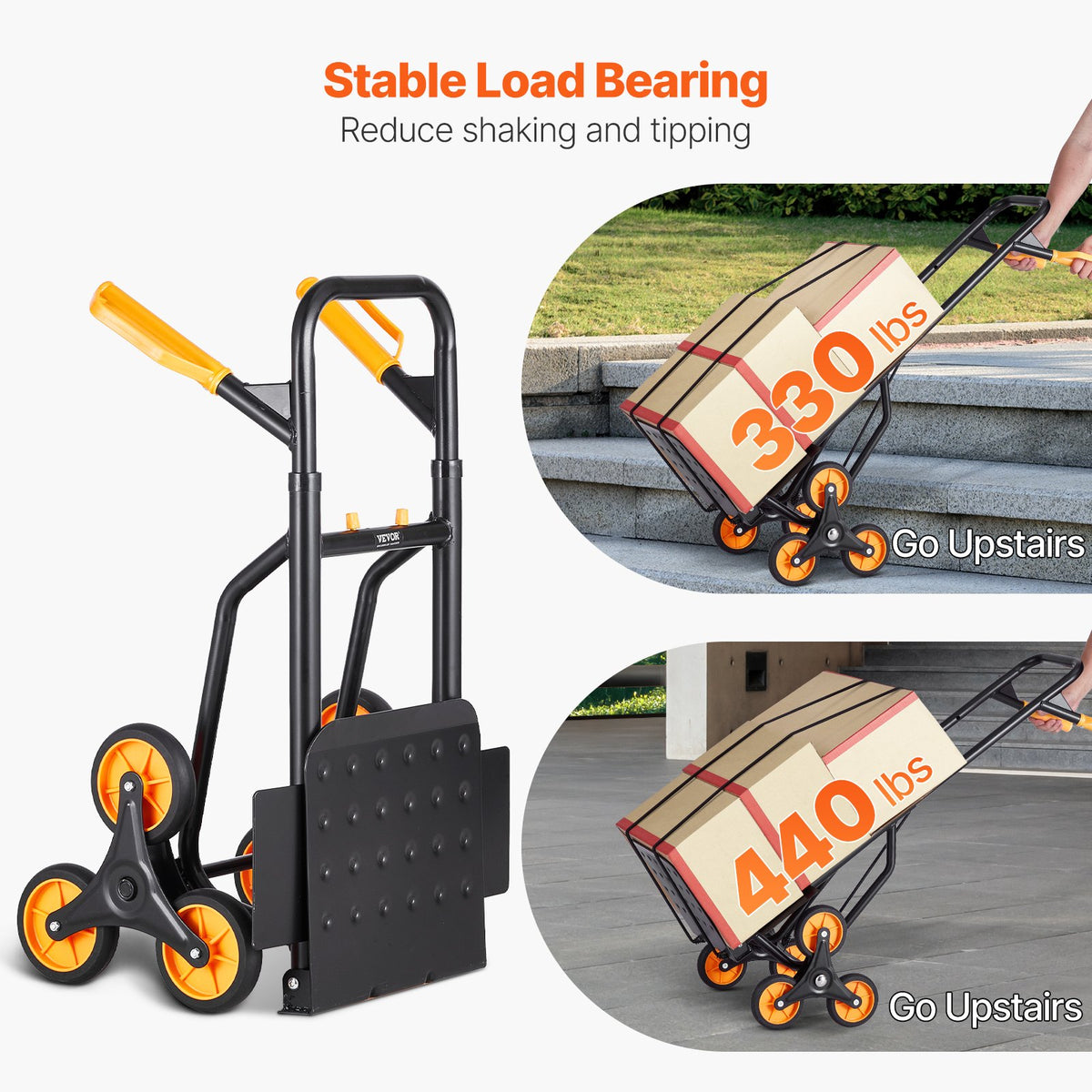 VEVOR Stair Climbing Cart, 440 lbs Capacity Stair Climber Hand Truck and Dolly, Heavy-Duty Folding,-$80