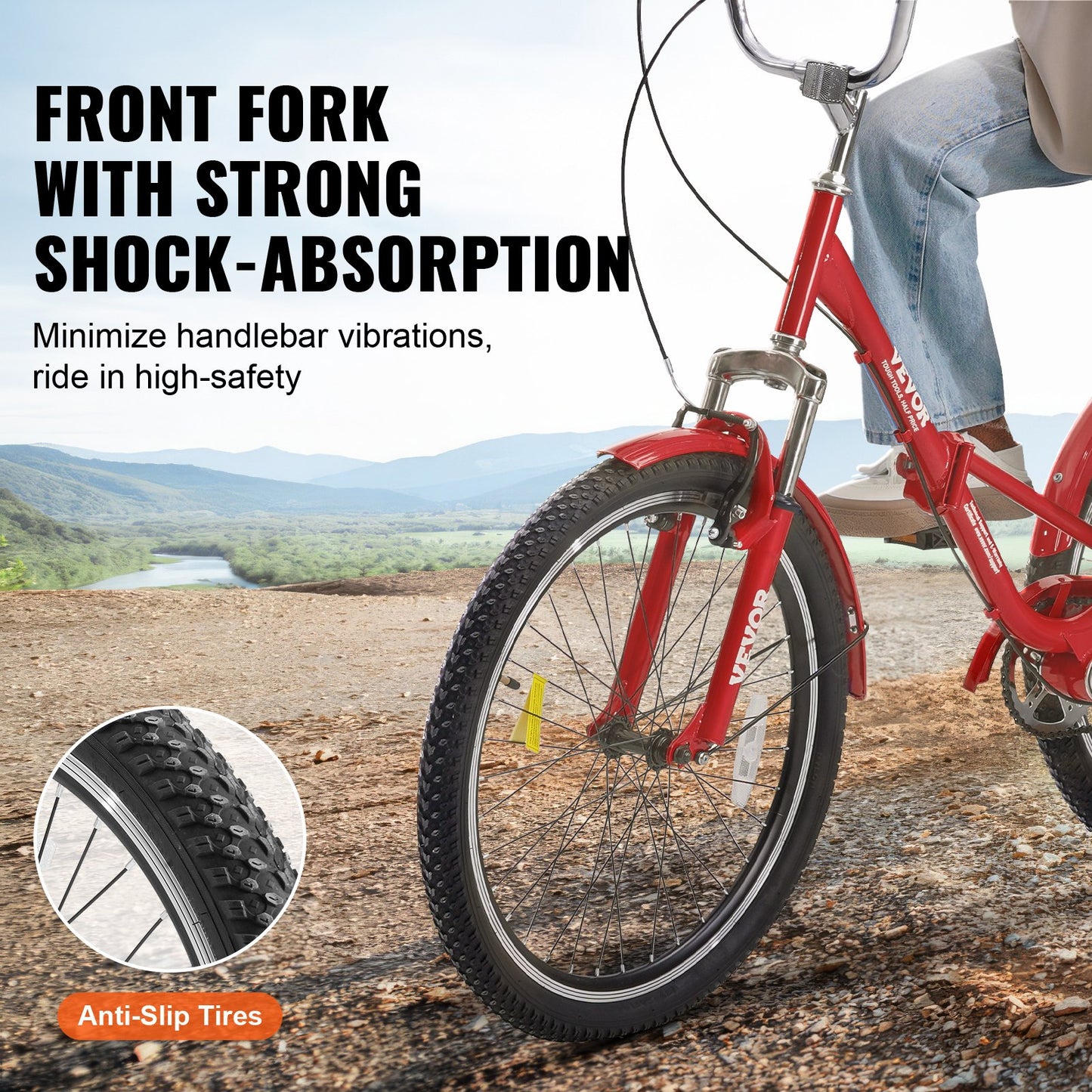 VEVOR Folding Adult Tricycle, 24-Inch Adult Folding Trikes, Carbon Steel 3 Wheel Cruiser Bike,-$250