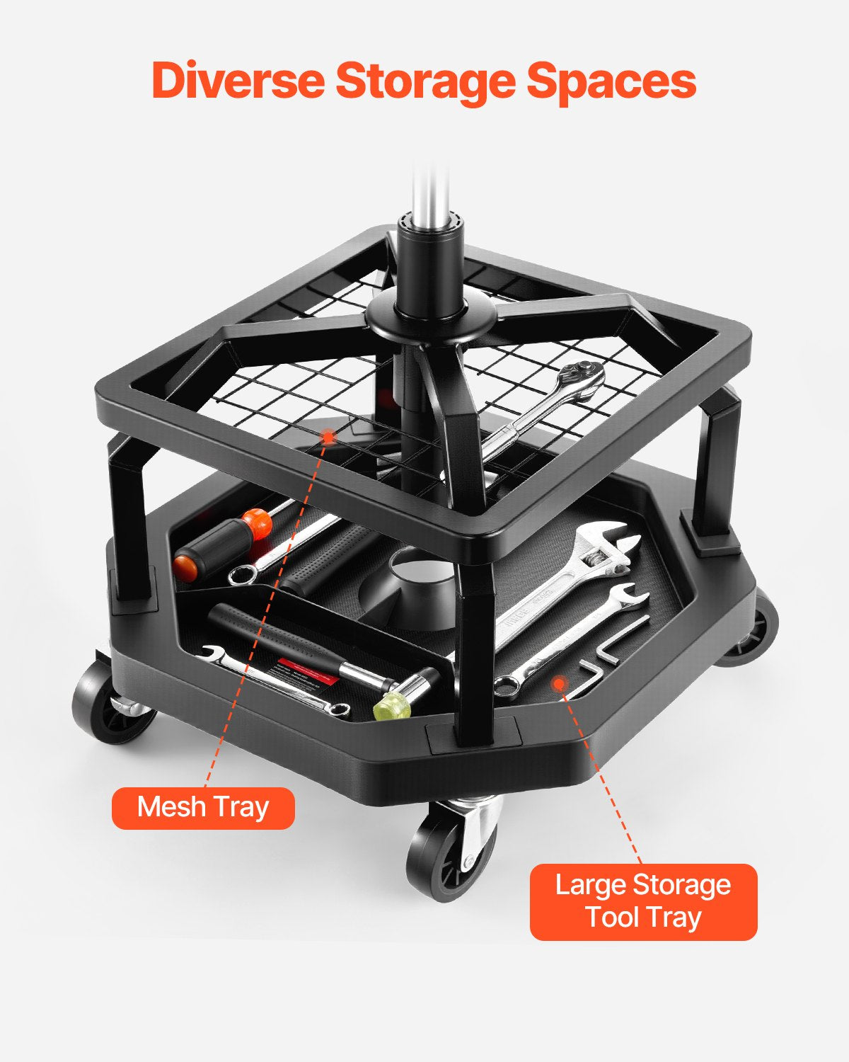 VEVOR Rolling Shop Stool, Pneumatic Garage Seat/Work Stool with 300 lbs Capacity,-$85