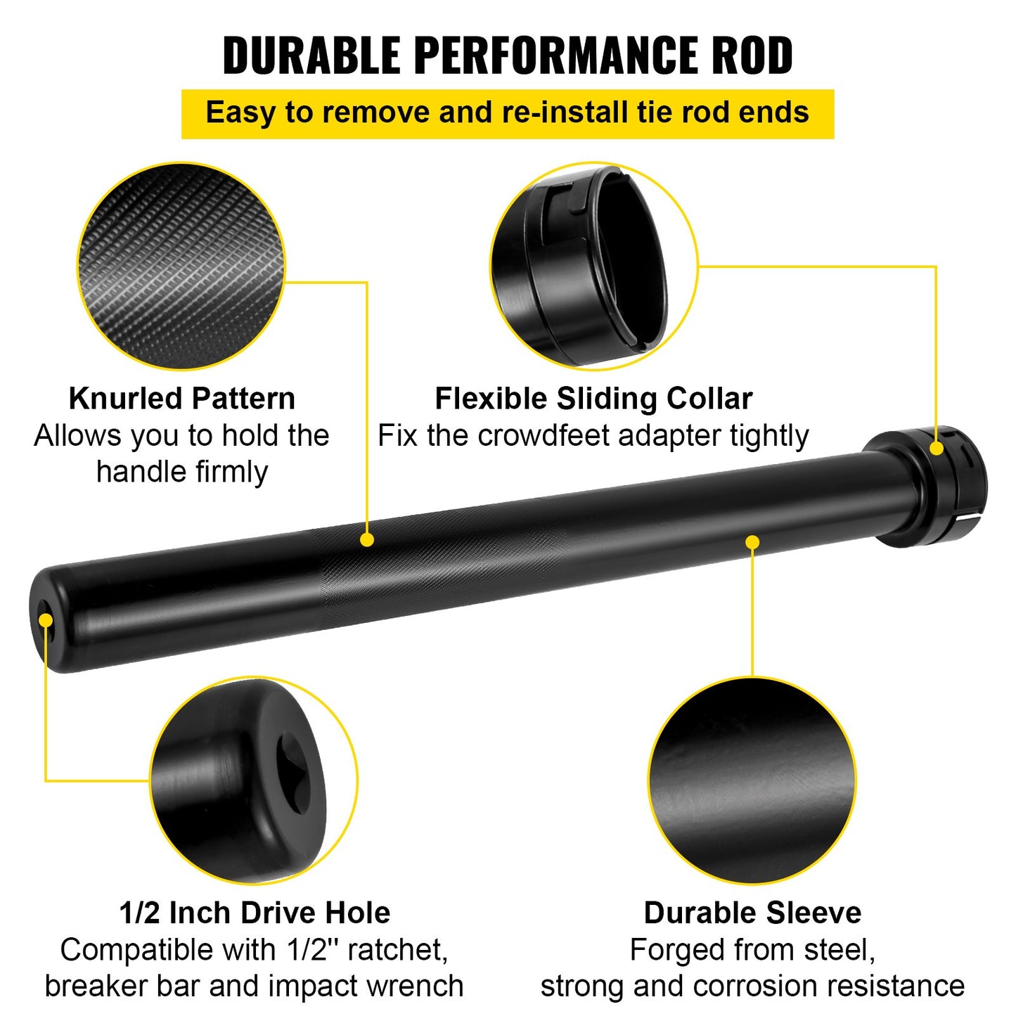 VEVOR Inner Tie Rod Installation Kit, Includes 13 Crowfoot Adapters, Durable 1/2 Inch Drive Tube,-$45