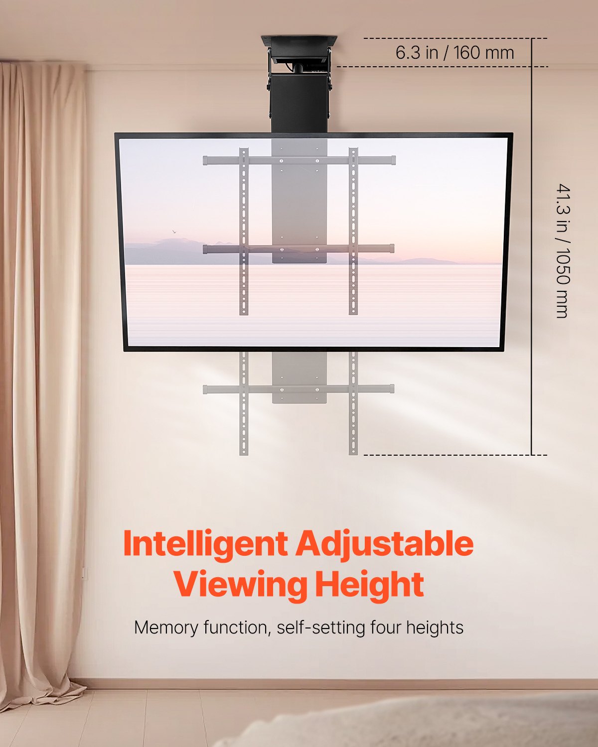 VEVOR Motorized Ceiling TV Mount, TV Wall Mount for 32 to 70 Inch TV, Electric Adj Ceiling TV Mount,-$160