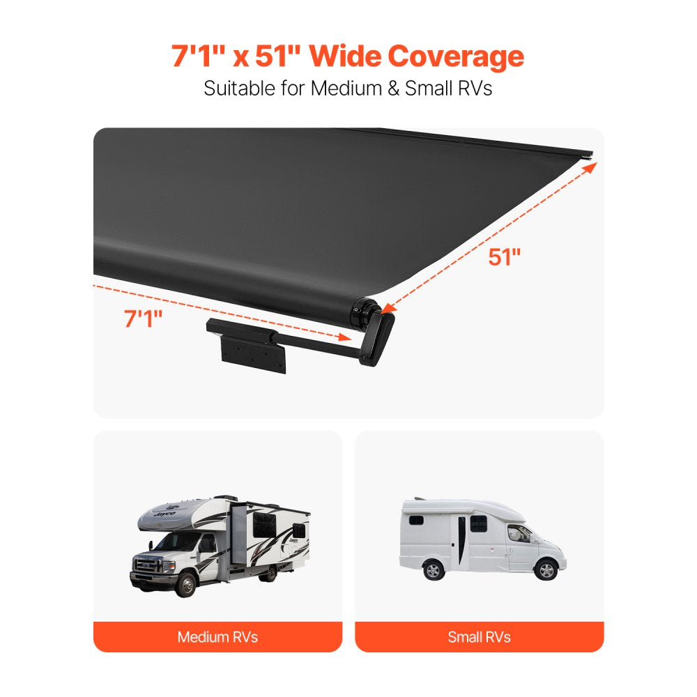 VEVOR RV Slide Out Awning, 7'7" (7'1"), Weatherproof Awning for RV Slide Out with Thicker Bracket,-$180
