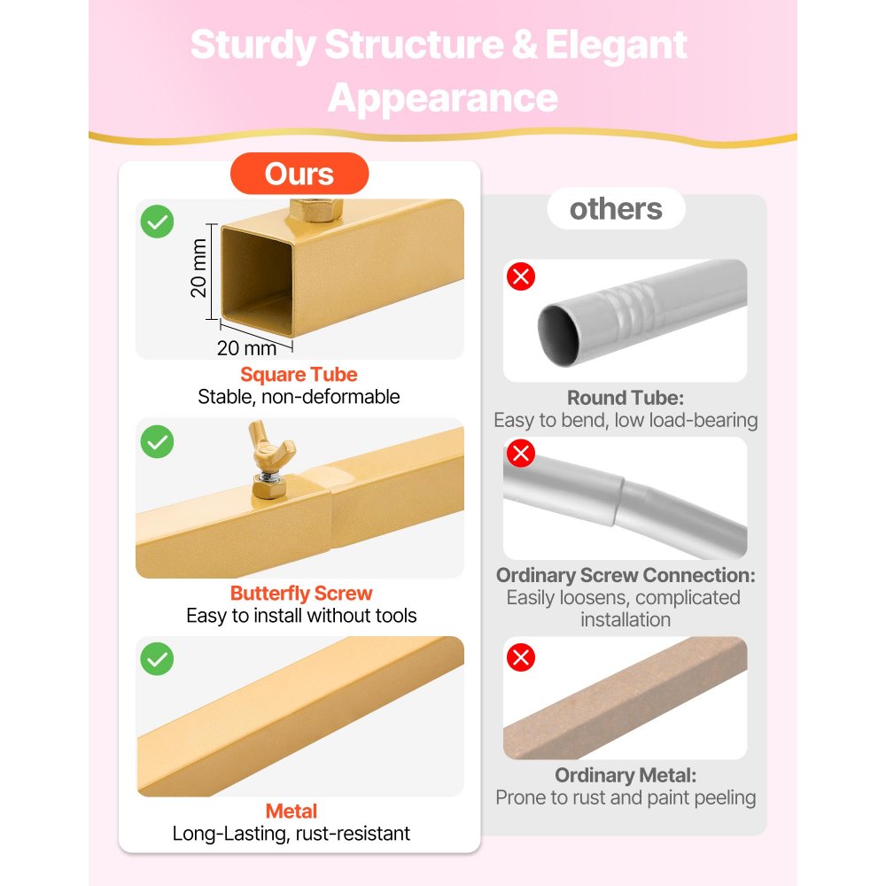 VEVOR Arch Backdrop Stand, 7.2 x 4 ft, Stable Structure, Easy Assembly, 1 Set Gold Metal,-$20