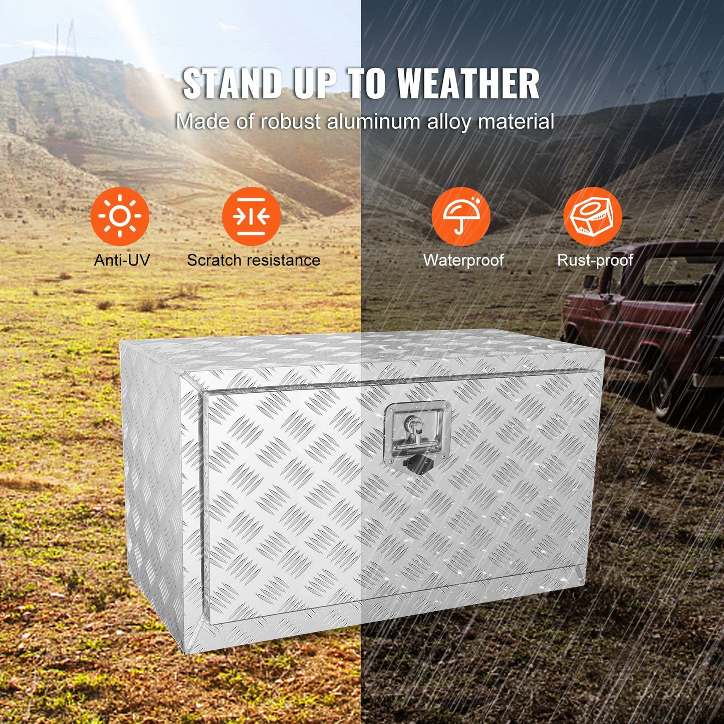 VEVOR Underbody Truck Box, 30"×14"×16" Pickup Storage Box, Heavy Duty Aluminum,-$120