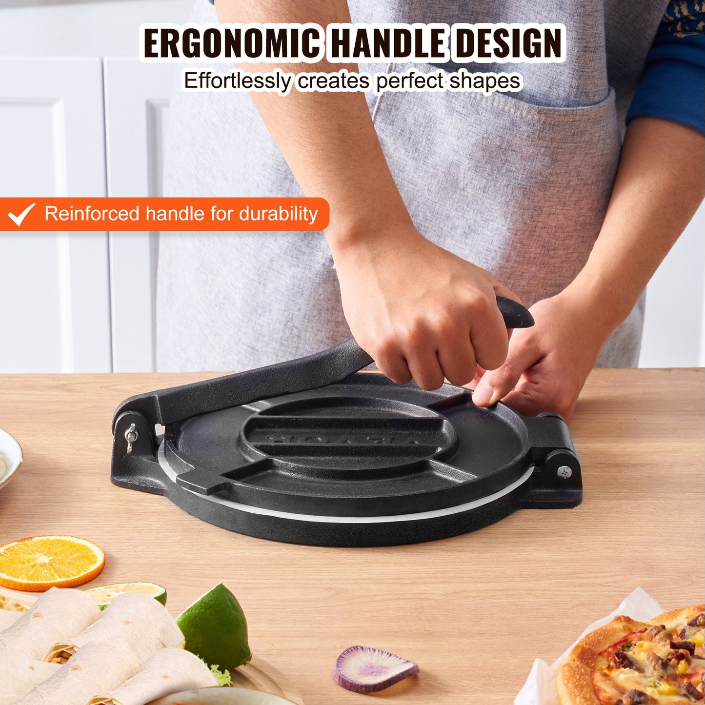 VEVOR Tortilla Press, 10 Inch Tortilla and Roti Maker, Cast Iron Heavy Duty Tortilladora Press,-$30
