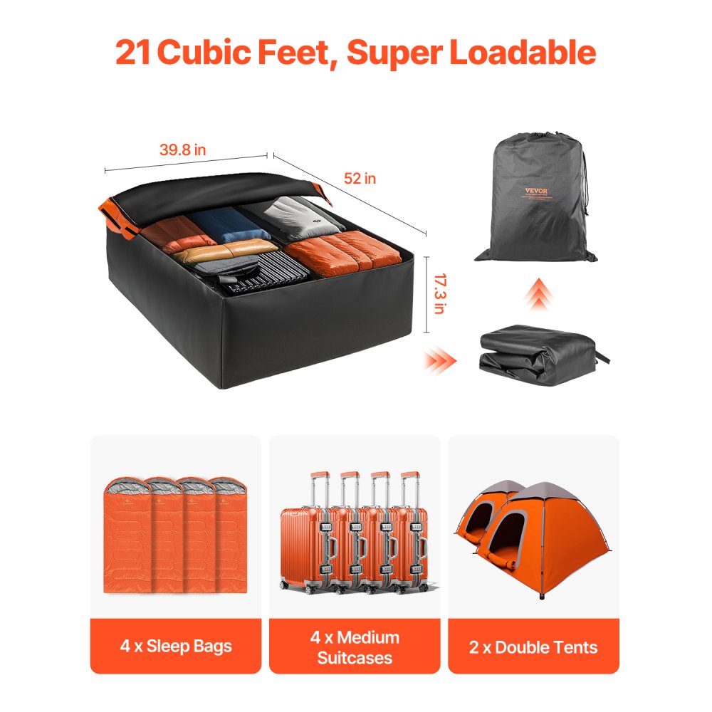 VEVOR Car Rooftop Cargo Carrier Bag, 21 Cubic Feet Car Roof Cargo, 100% Waterproof 840D PVC,-$65