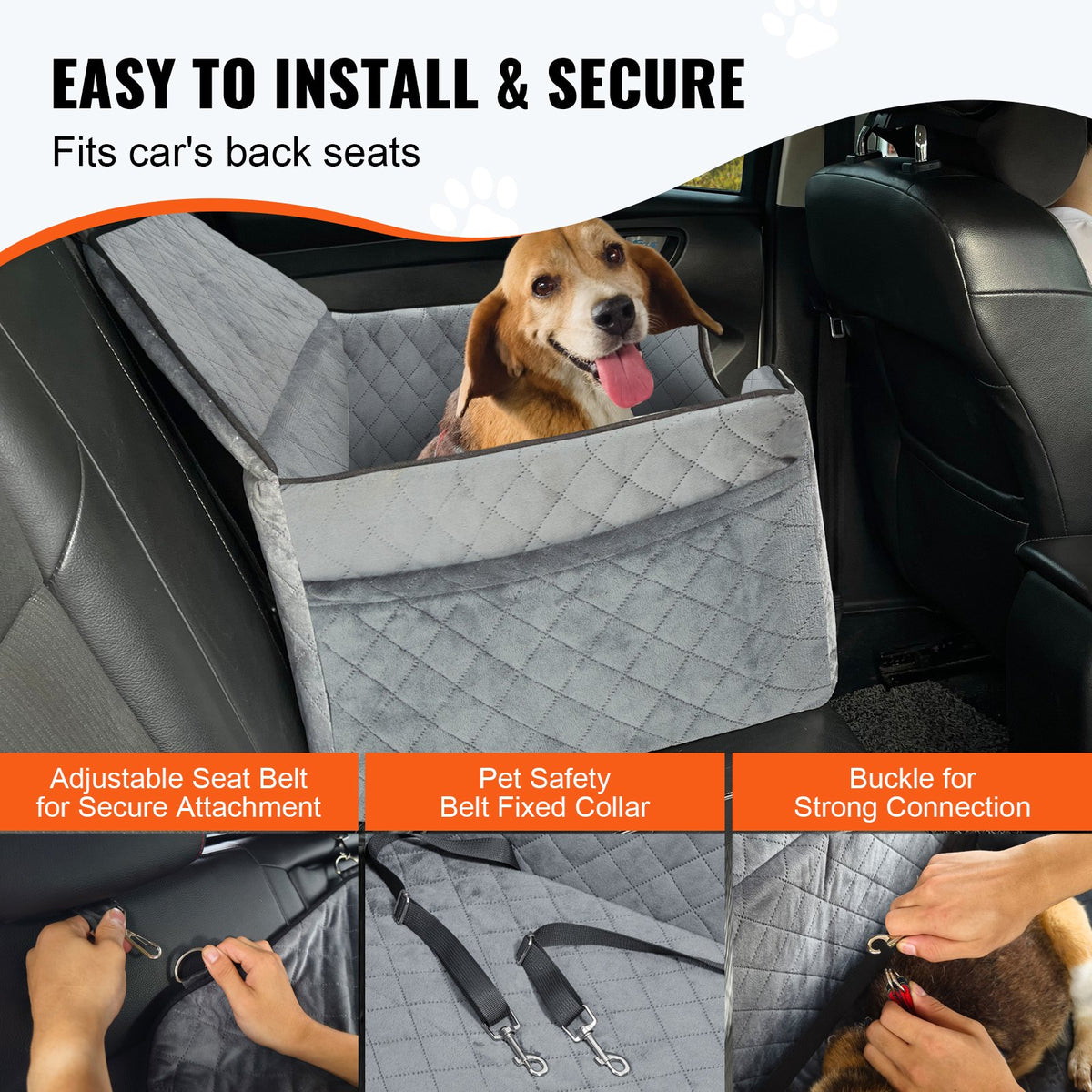 VEVOR Dog Car Seat,Dog Booster Seat for Car with A Storage Pocket,Filling or Medium & Large up to 55 lbs $45