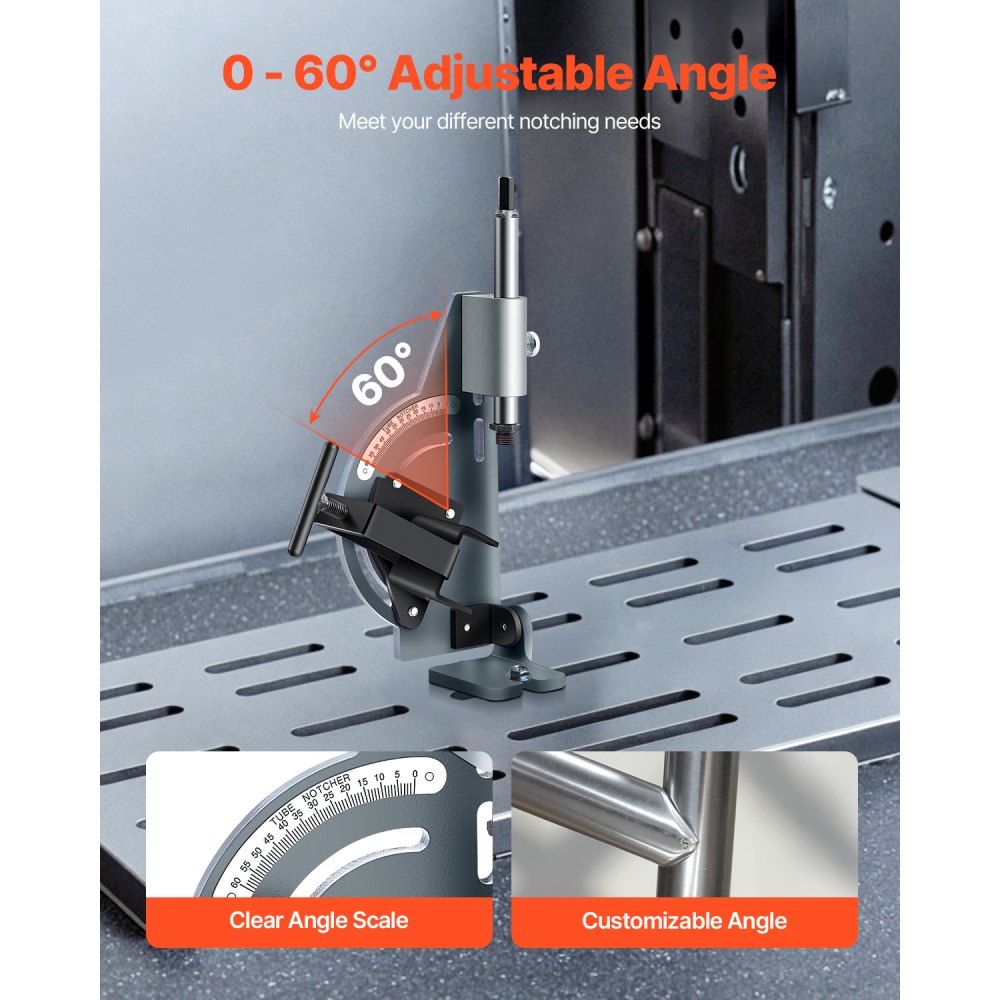 VEVOR Pipe Notcher, Tubing Notcher for 1/2 to 2-inch Pipes, Pipe & Tube Notcher with 0 to 60° Adj,-$45