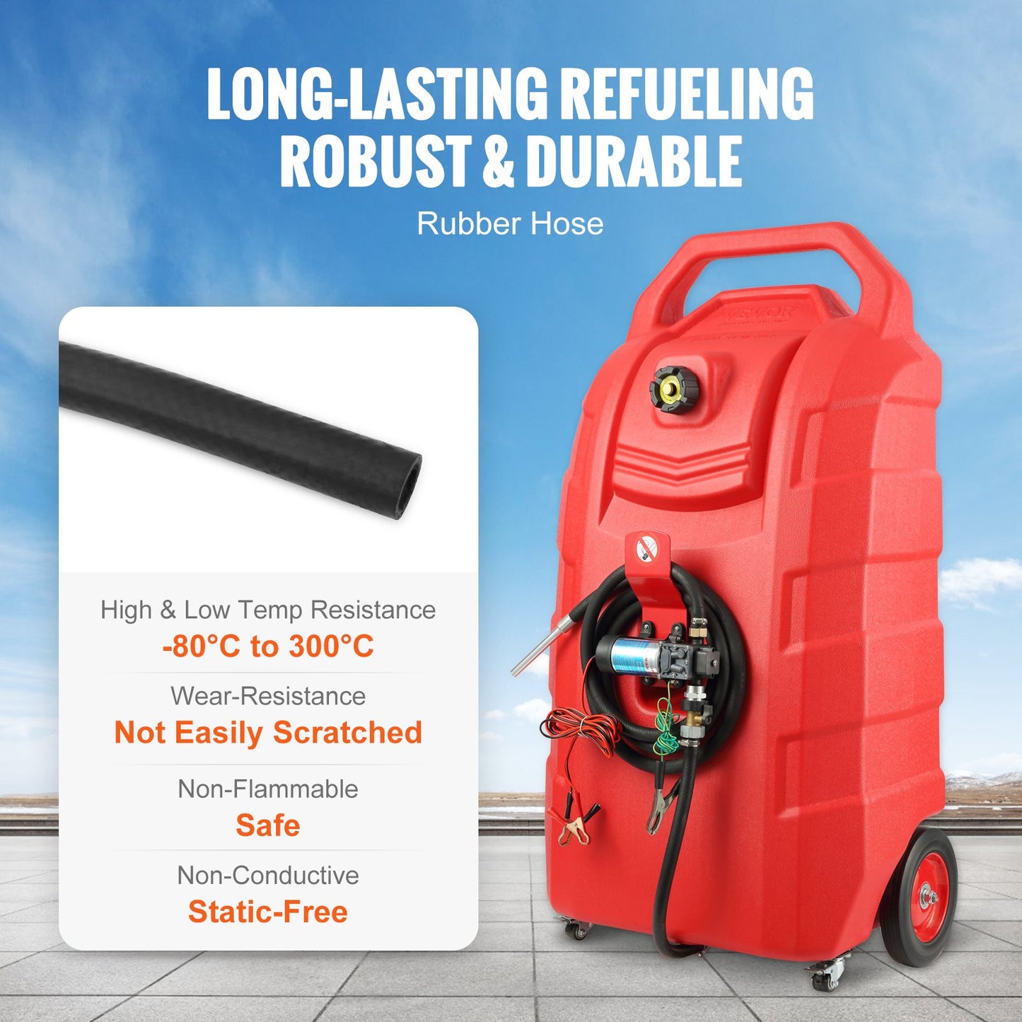 VEVOR Fuel Caddy, 32 Gallon, Portable Fuel Storage Tank On-Wheels, with 12V DC Transfer Pump,-$330