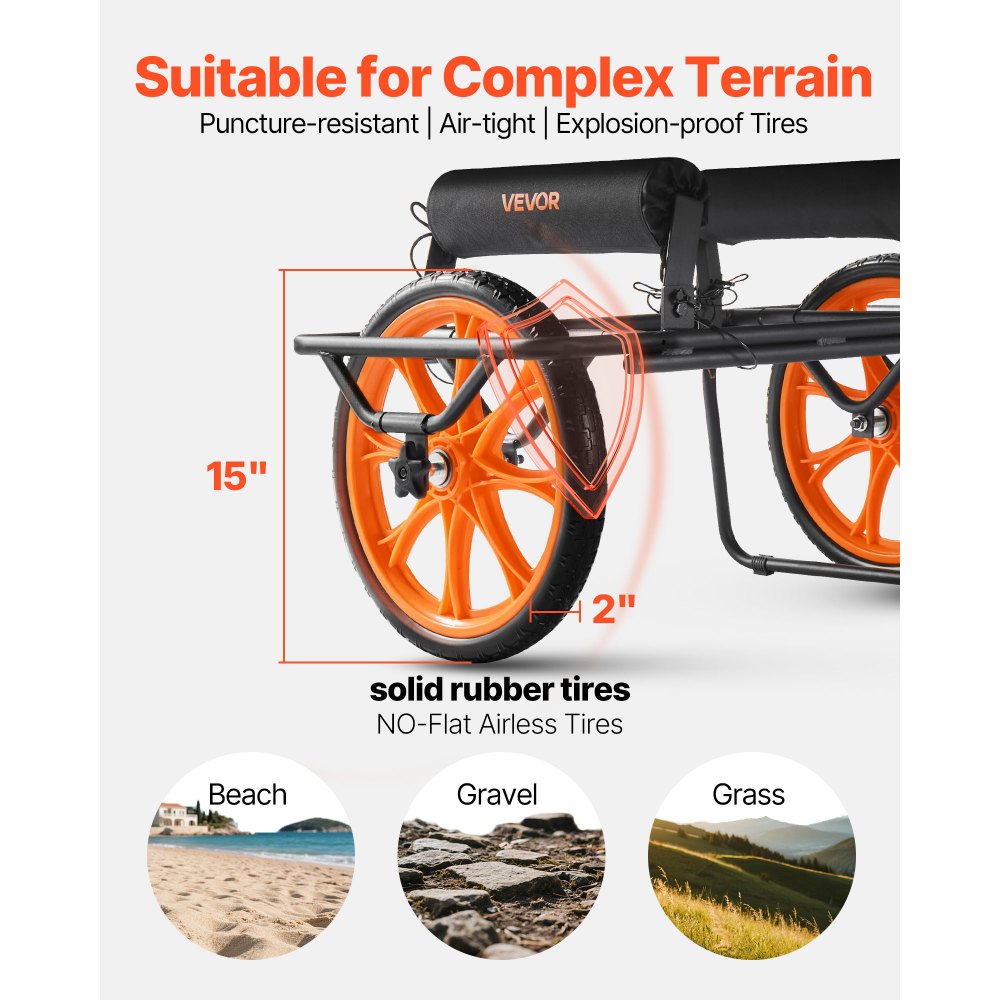 VEVOR Kayak Cart, 330 lbs Load Capacity, Canoe Cart Dolly with 15-inch Solid Rubber Tires,-$70