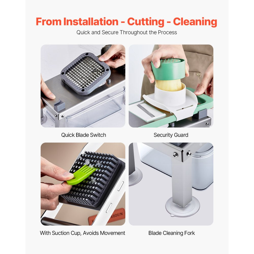 VEVOR Vegetable Chopper Mandoline Slicer, All-in-1 Food Veggie Cutter with 8 Stainless Steel Blades,-$40