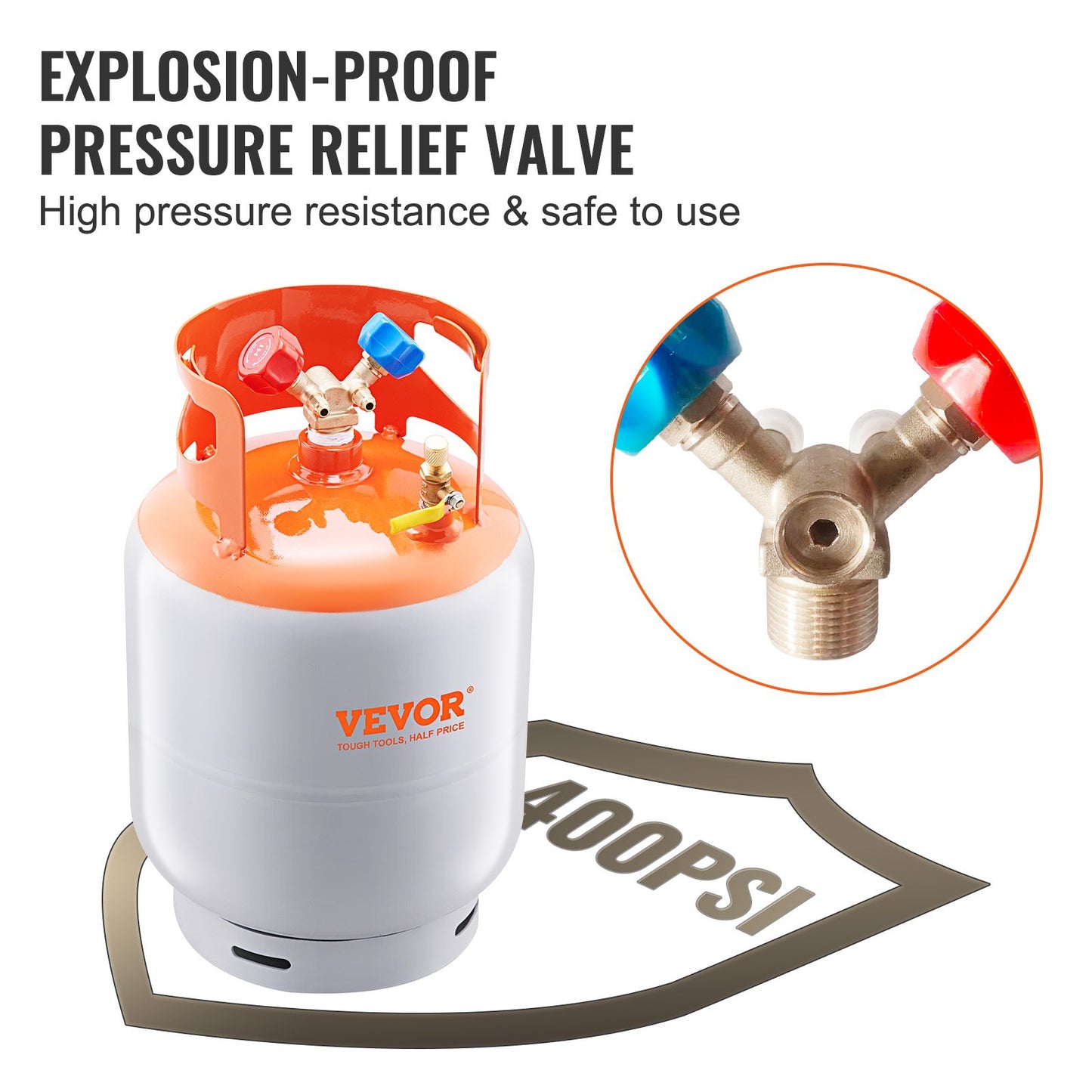 New(no box)VEVOR Refrigerant Recovery Tank, 30 LBS Capacity, 400 psi Portable Cylinder Tank with Y-Valve,-$55