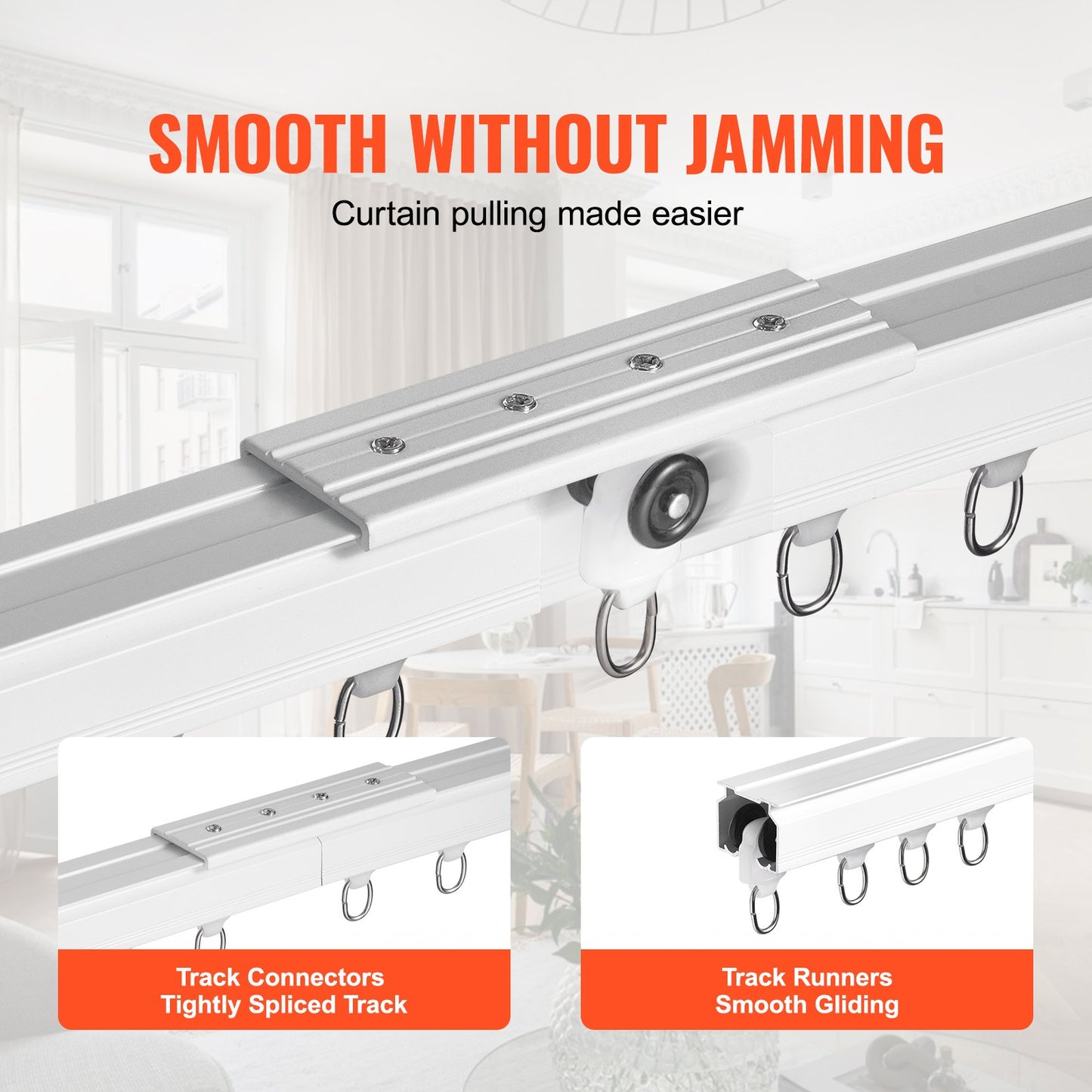 VEVOR Ceiling Curtain Track Set, 17.7 FT/5.4 Meter, Sliding Ceiling Track System for Curtains,-$35