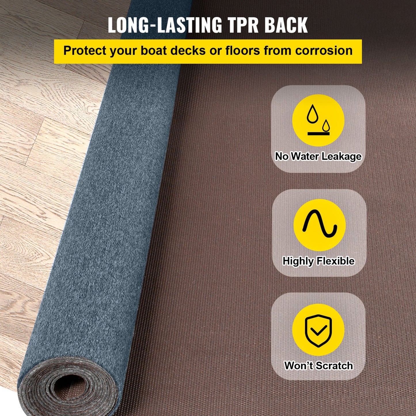 VEVOR Marine Carpet 6x13' Boat Carpet Roll Cutpile In/Outdoor Patio Area Gray,-$50