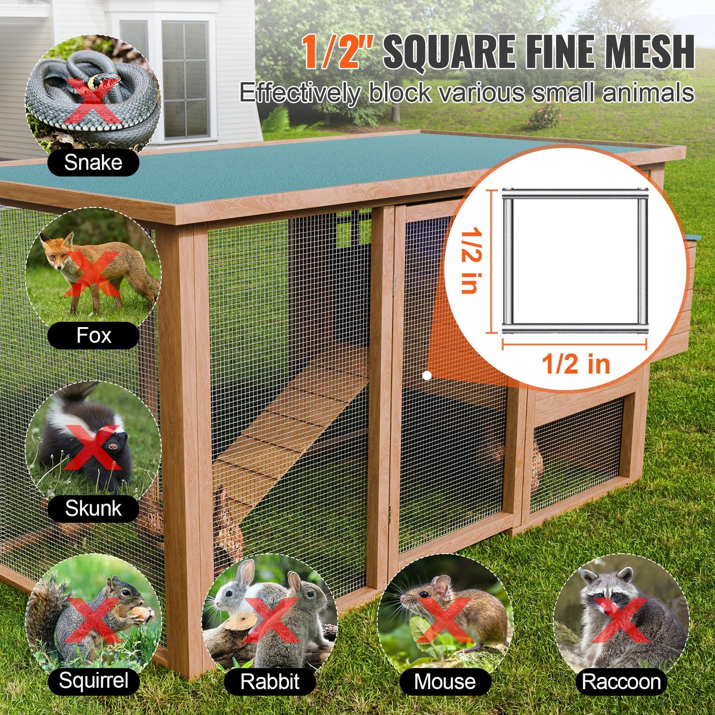 VEVOR Hardware Cloth, 1/2 inch 24in x 100 ft 19 Gauge, Hot Dipped Galvanized Wire Mesh Roll,-$60
