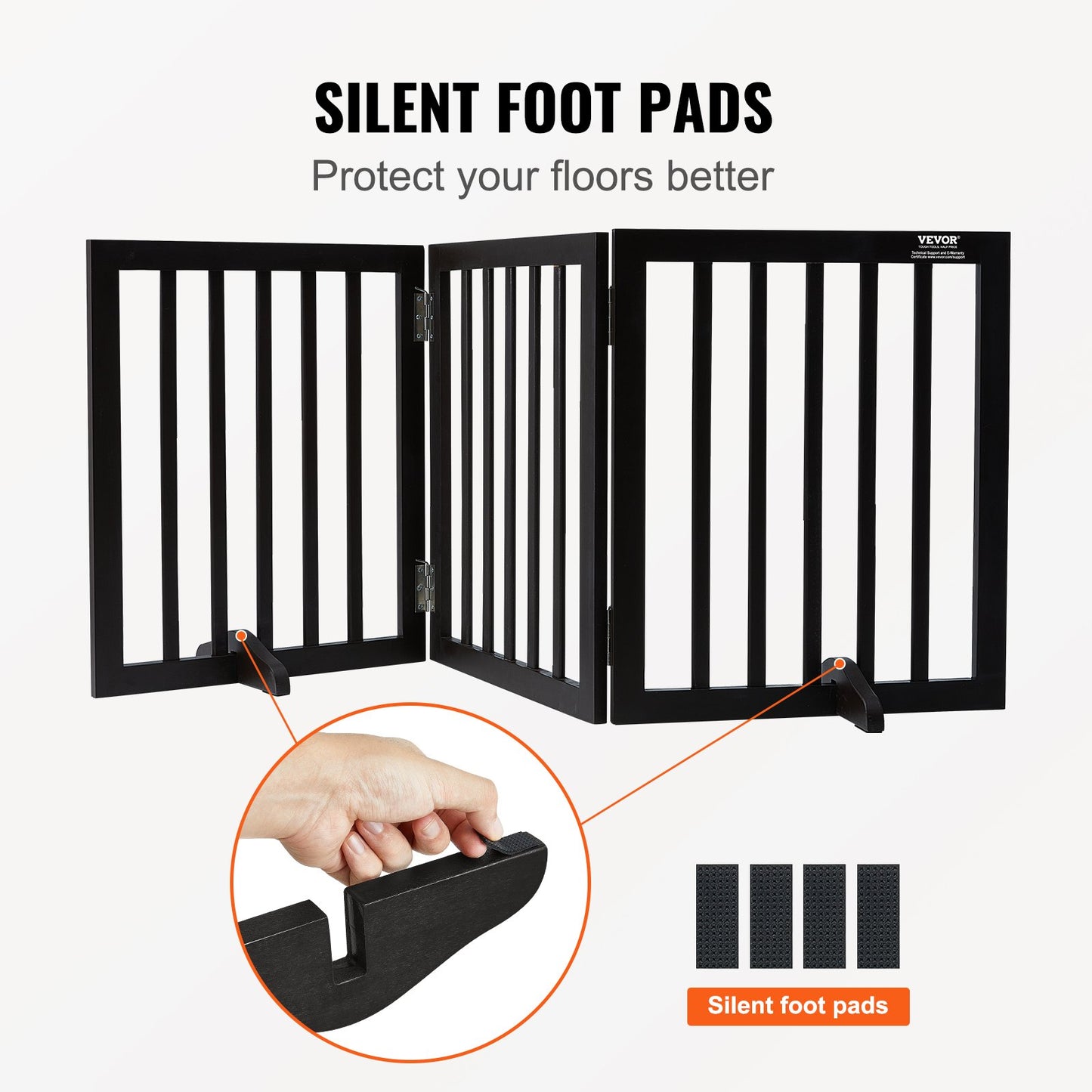 VEVOR Free Standing Dog Gate, 24" H x 60" W Freestanding Pet Gate, 3 Panels Foldable,-$45