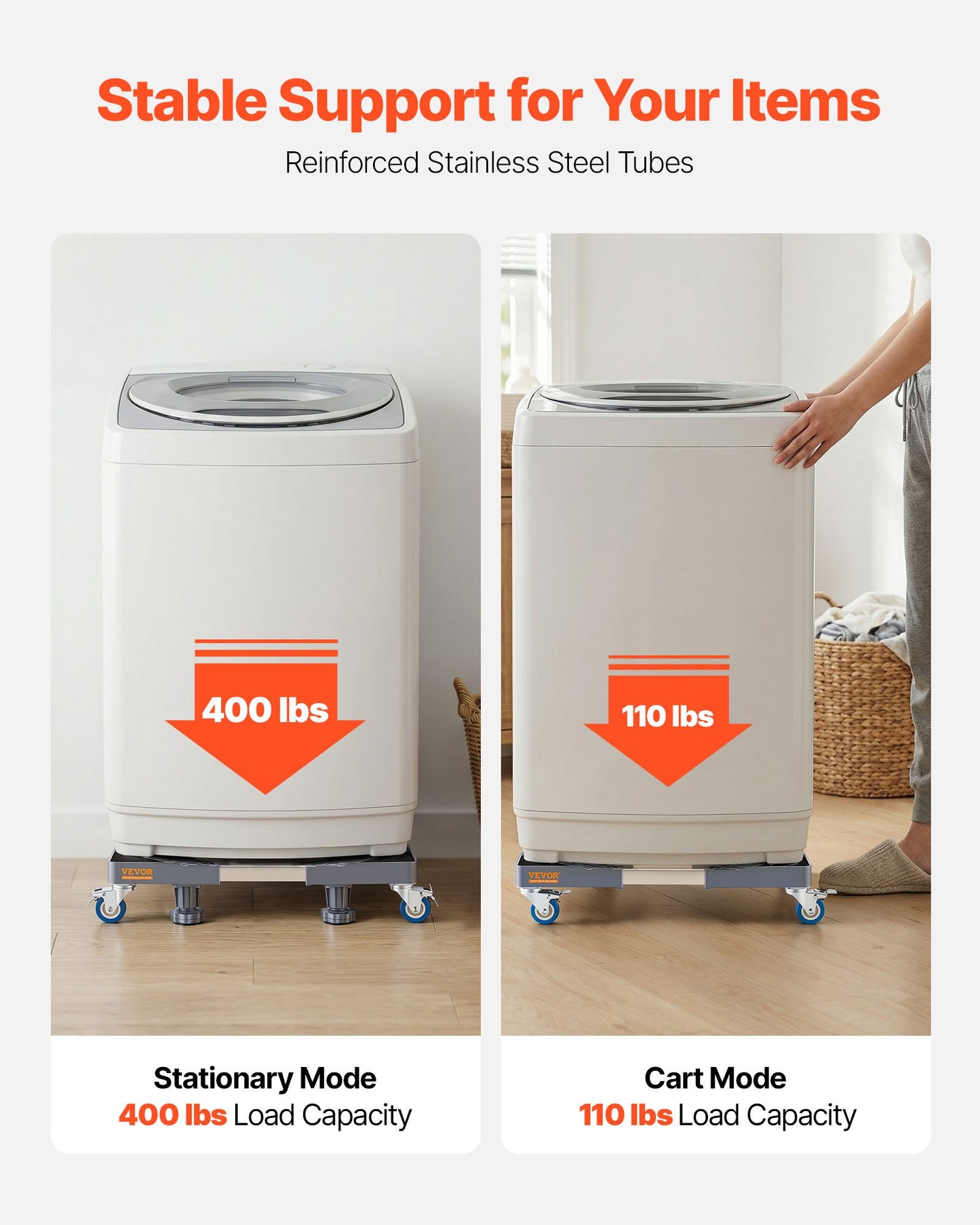VEVOR Mini Fridge Stand, 400 lbs Load, 4 Strong Feet, 4 Locking Swivel Wheels,-$20