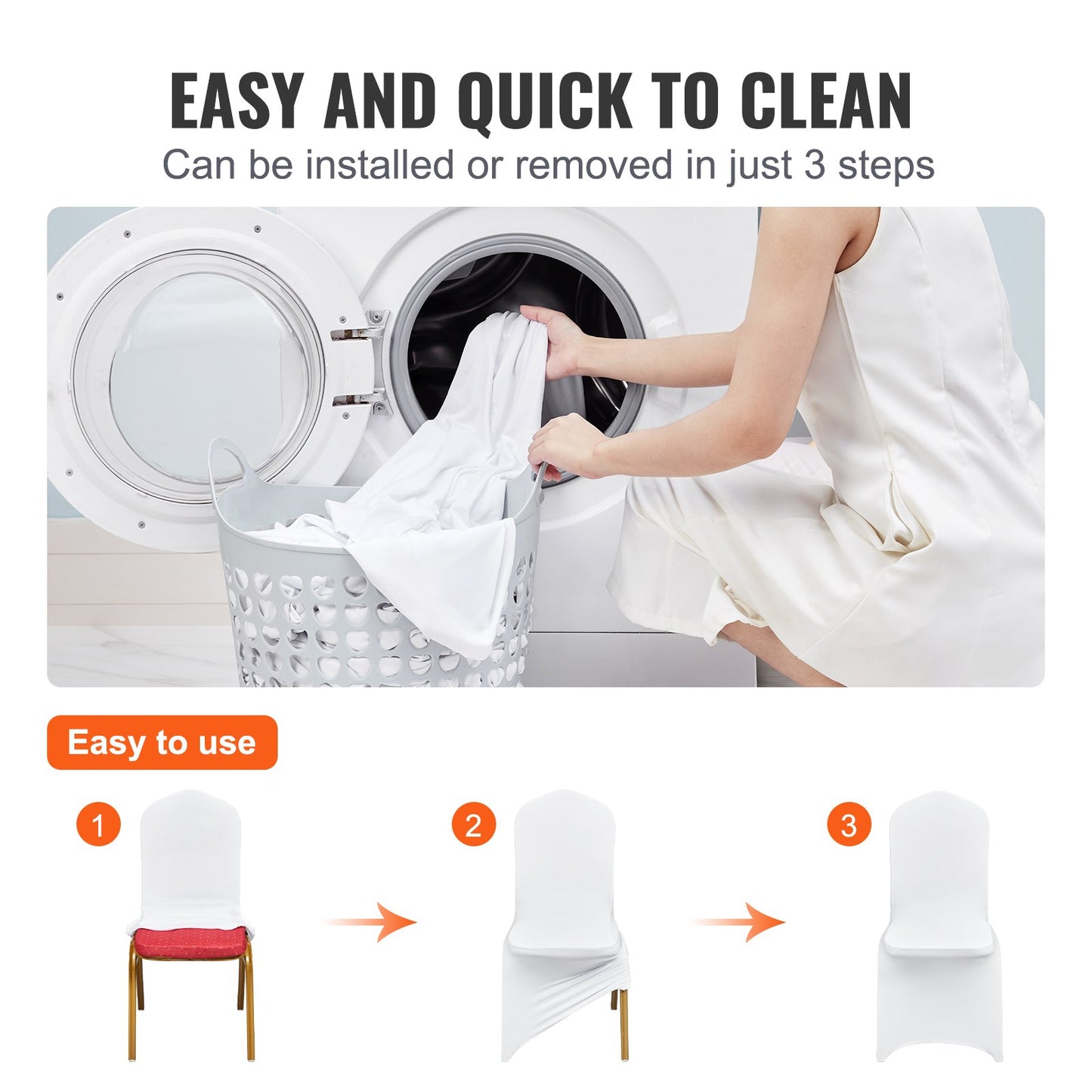 VEVOR Stretch Spandex Folding Chair Covers, Universal Fitted Chair Cover, Removable(30PCS White)-$45