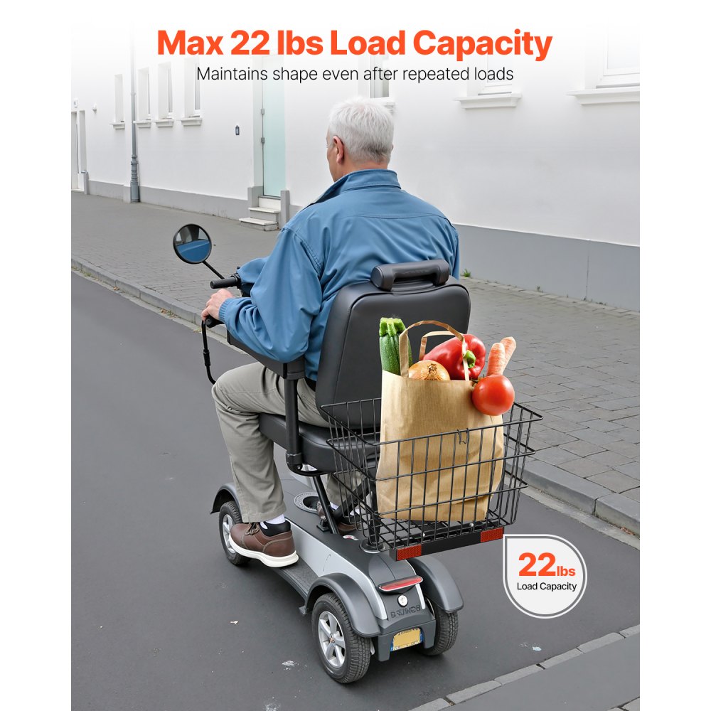 VEVOR Scooter Rear Basket, Heavy Duty Metal Wire Basket with Handle, Spacious Cargo Basket,-$30
