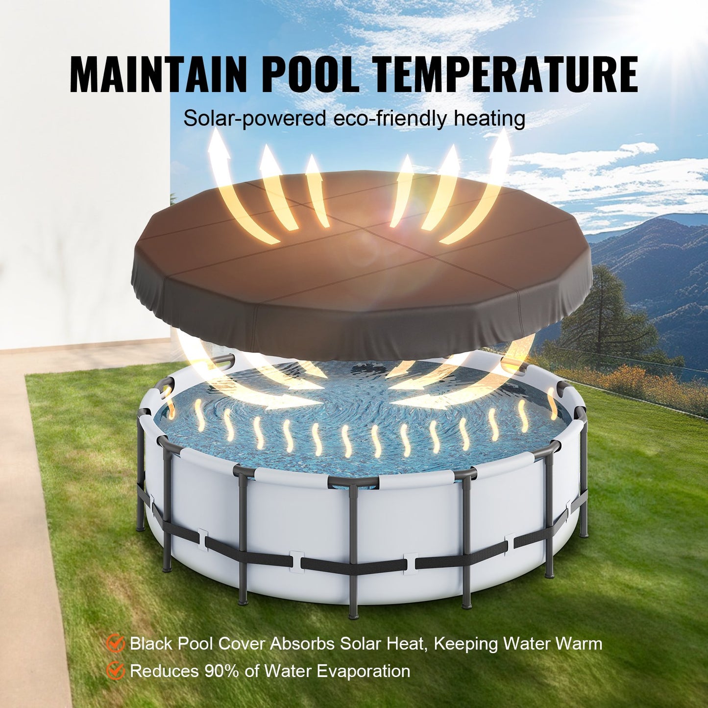 VEVOR 15 Ft Round Pool Cover, Solar Covers for Above Ground Pools, Safety Pool Cover with Drawstring Design,-$55
