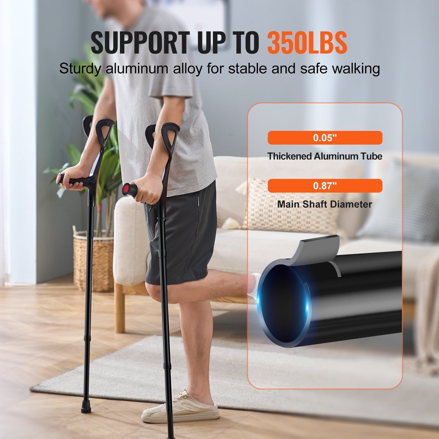 VEVOR Folding Forearm Crutches, 10-Level Height Adjustable Aluminum Walking Crutches, -$25