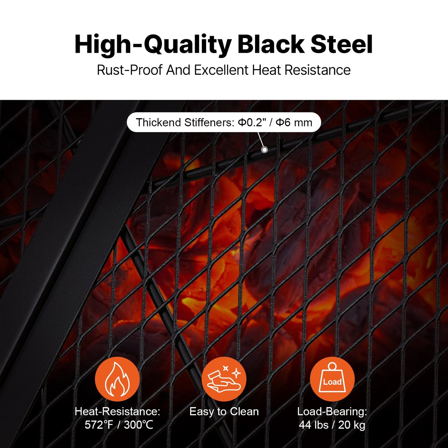 VEVOR X-Marks Fire Pit Grill Grate, Foldable Round Cooking Grate,Campfire BBQ Grill Grid,-$40