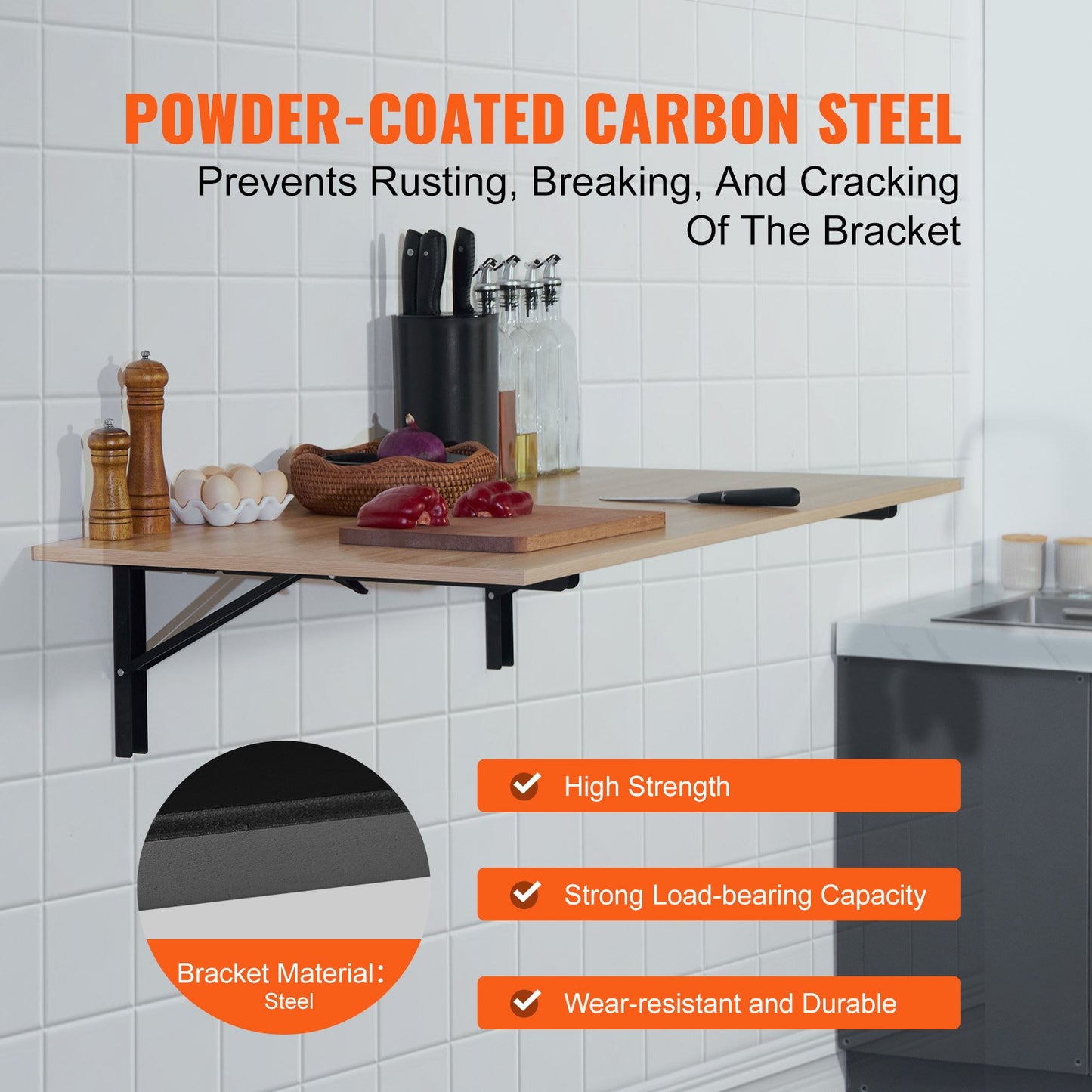 VEVOR Shelf Bracket Foldable, 24” L 2 Pcs , Heavy Duty Floating Shelf Brackets, Brackets for Shelves,-$18