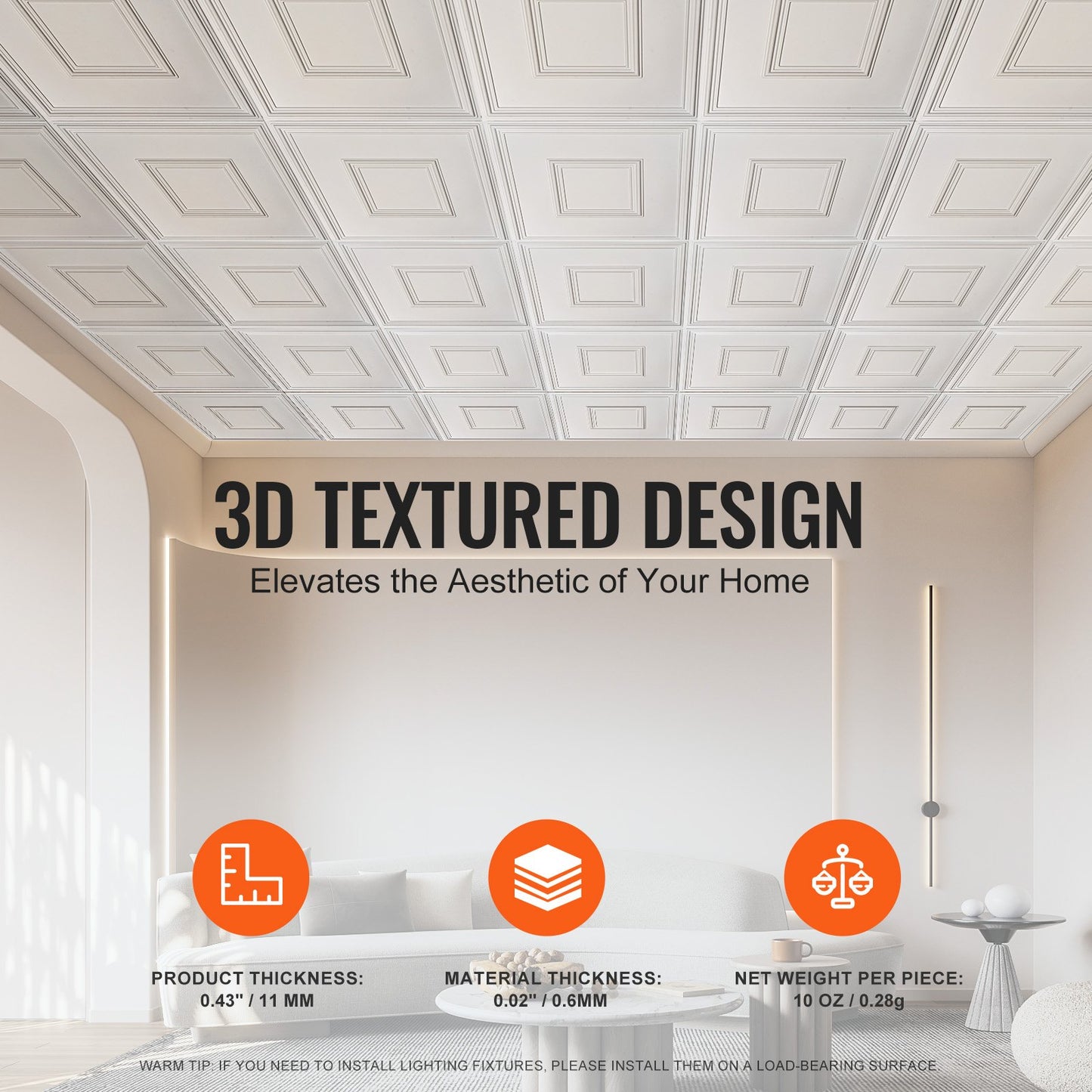 VEVOR Ceiling Tiles, 12-Pack 24 x 24 in, Drop Ceiling Tiles Premium PVC Sheet, Easy Installation,-$45