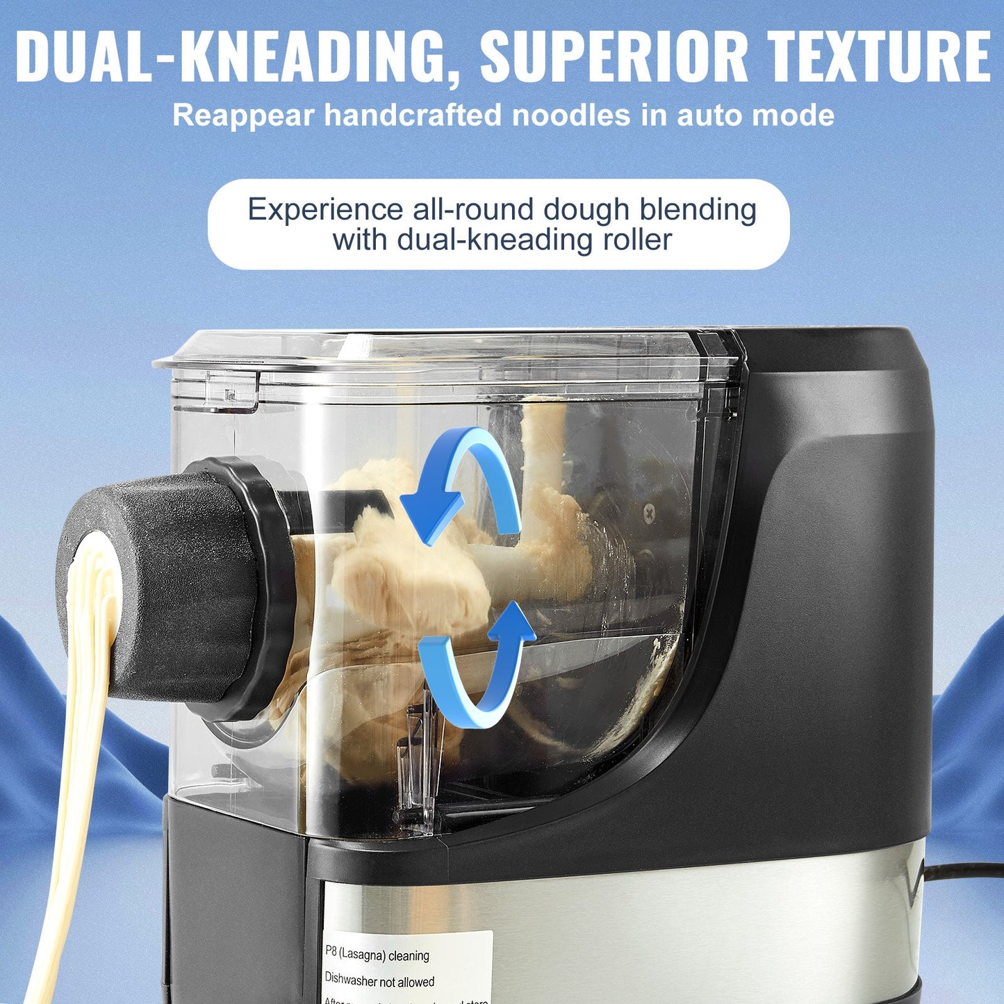 VEVOR Electric Pasta Maker, 150W Automatic Noodle Maker Machine with 8 Pasta Shapes,-$70
