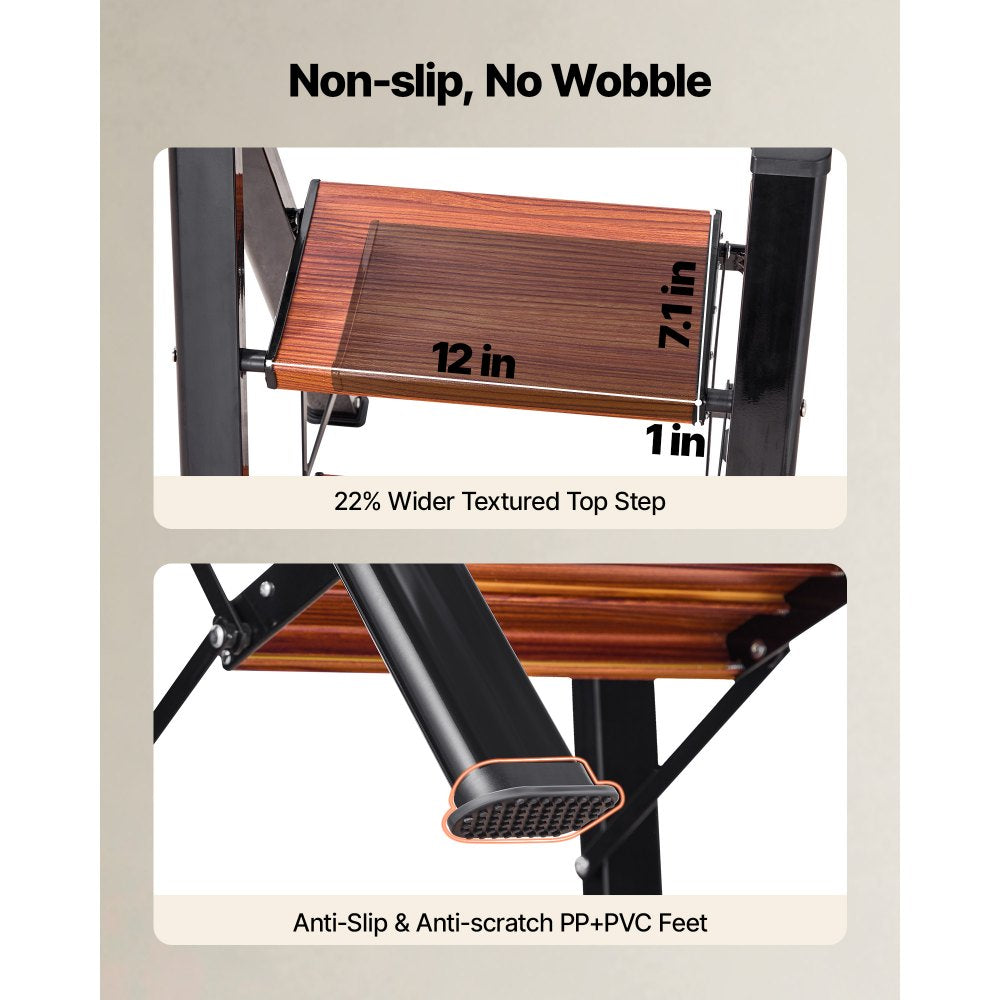 VEVOR 2 Step Ladder, Folding Step Stool with Wide Anti-Slip Pedal and Comfort Handgrip,-$30