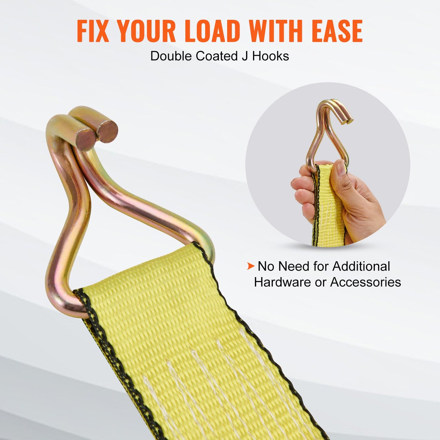 VEVOR Ratchet Tie Down Straps (4PK), 5000 lb Break Strength, Double J Hook Includes 4 Premium,-$35