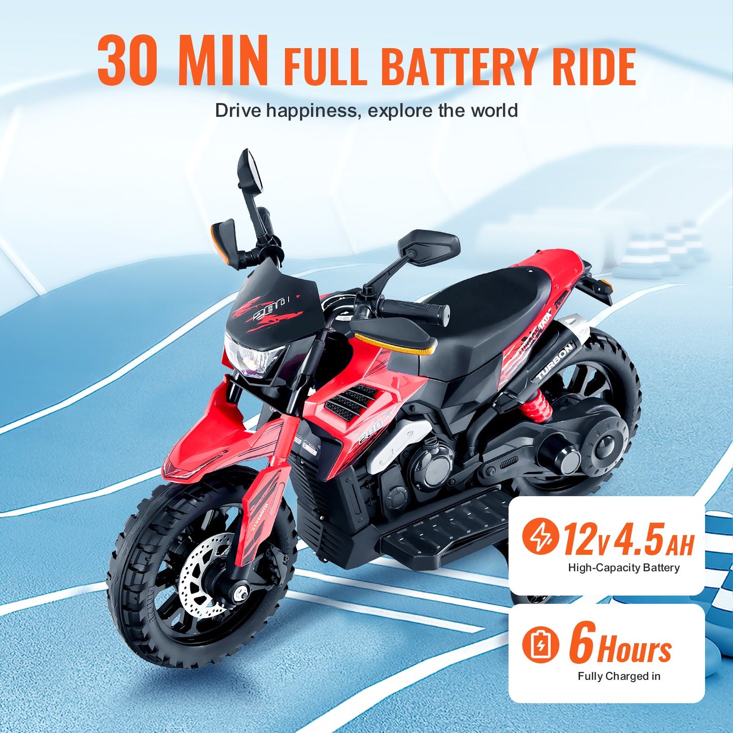 VEVOR Kids Ride On Motorcycle, 12V Battery Powered Electric Motorcycle with Speed Up to 3mph,-$90