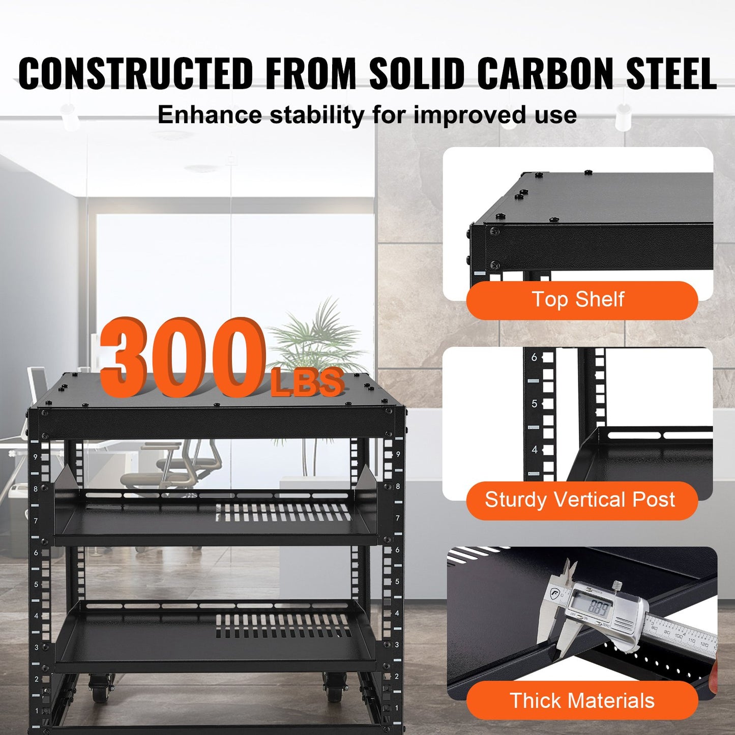 VEVOR 9U Open Frame Server Rack, 23''-40'' Adjustable Depth, Free Standing or Wall Mount Network,-$60