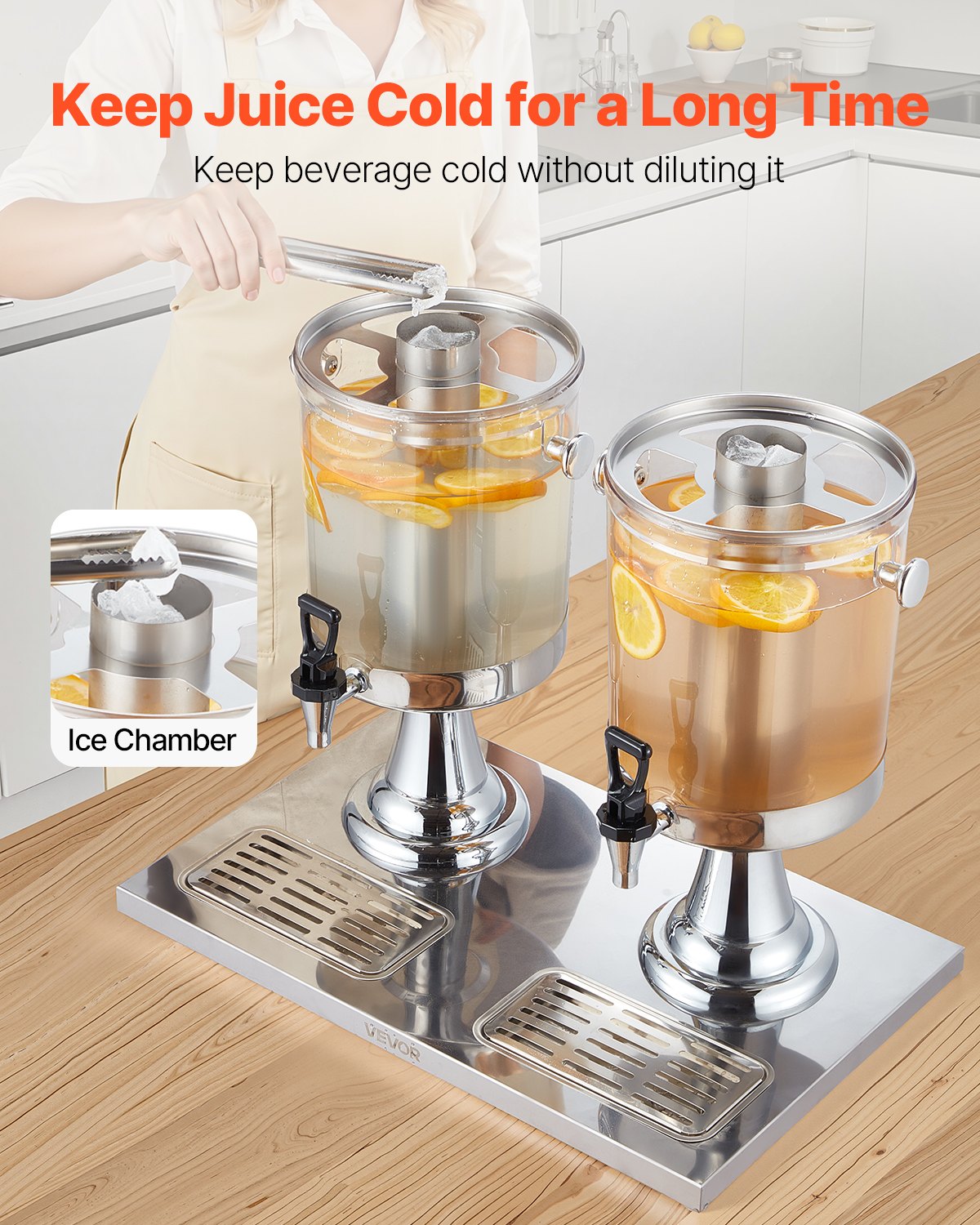 VEVOR Beverage Dispenser, 2.1 Gallon x 2 Drink Dispenser for Parties, Stainless Steel + Dispensers,-$75