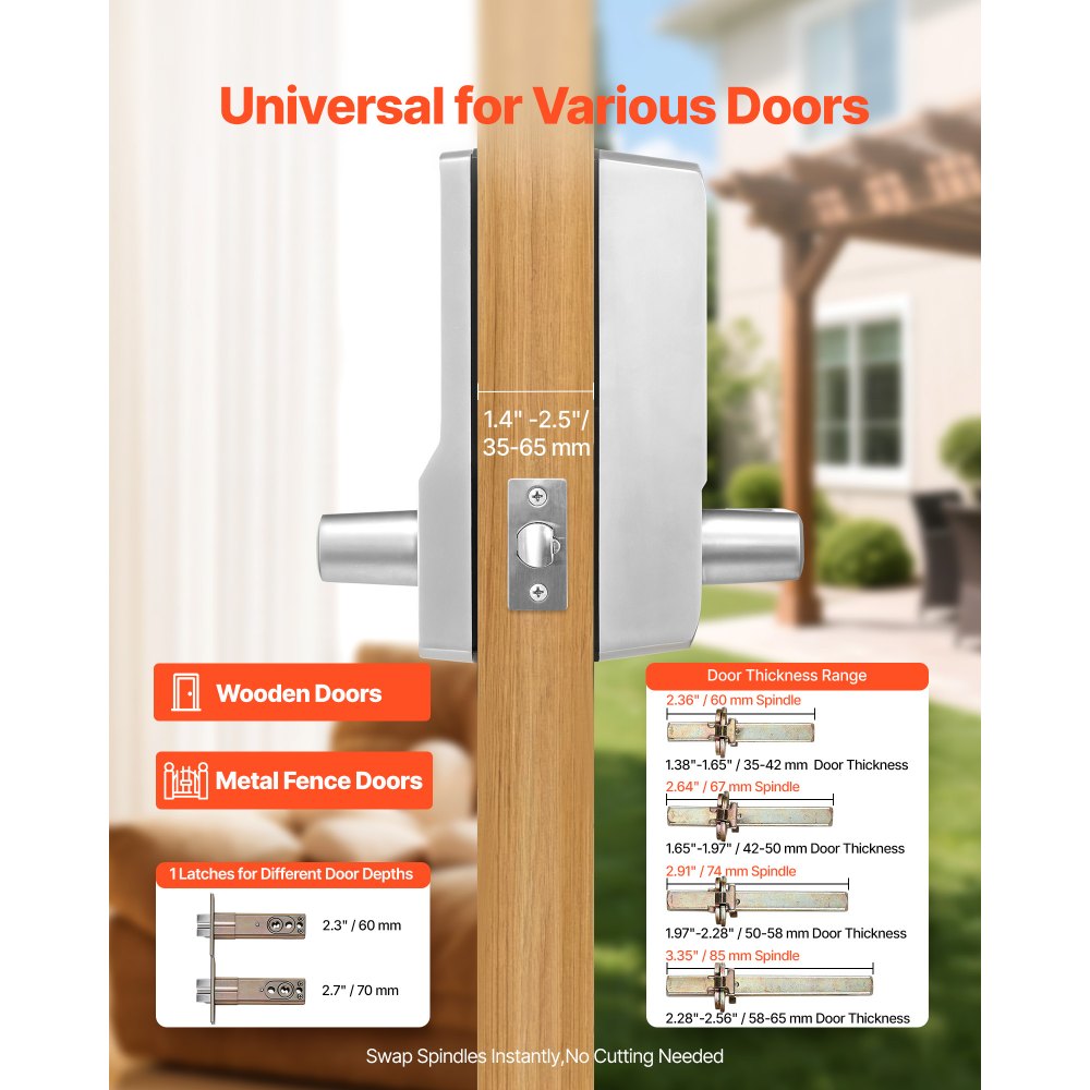 VEVOR Mechanical Keyless Entry Door Lock,2.0 Code Upgrade,5 Digits Code,Single-Sided Push Button Combination Keypad Door Lock with Handle,Auto Locking,-$100