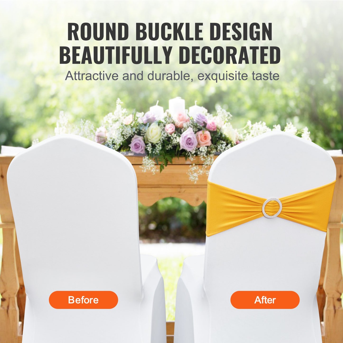 VEVOR Stretch Spandex Chair Sashes, Chair Slipcover and Stretch Chair Sash with Round Buckle,-$40
