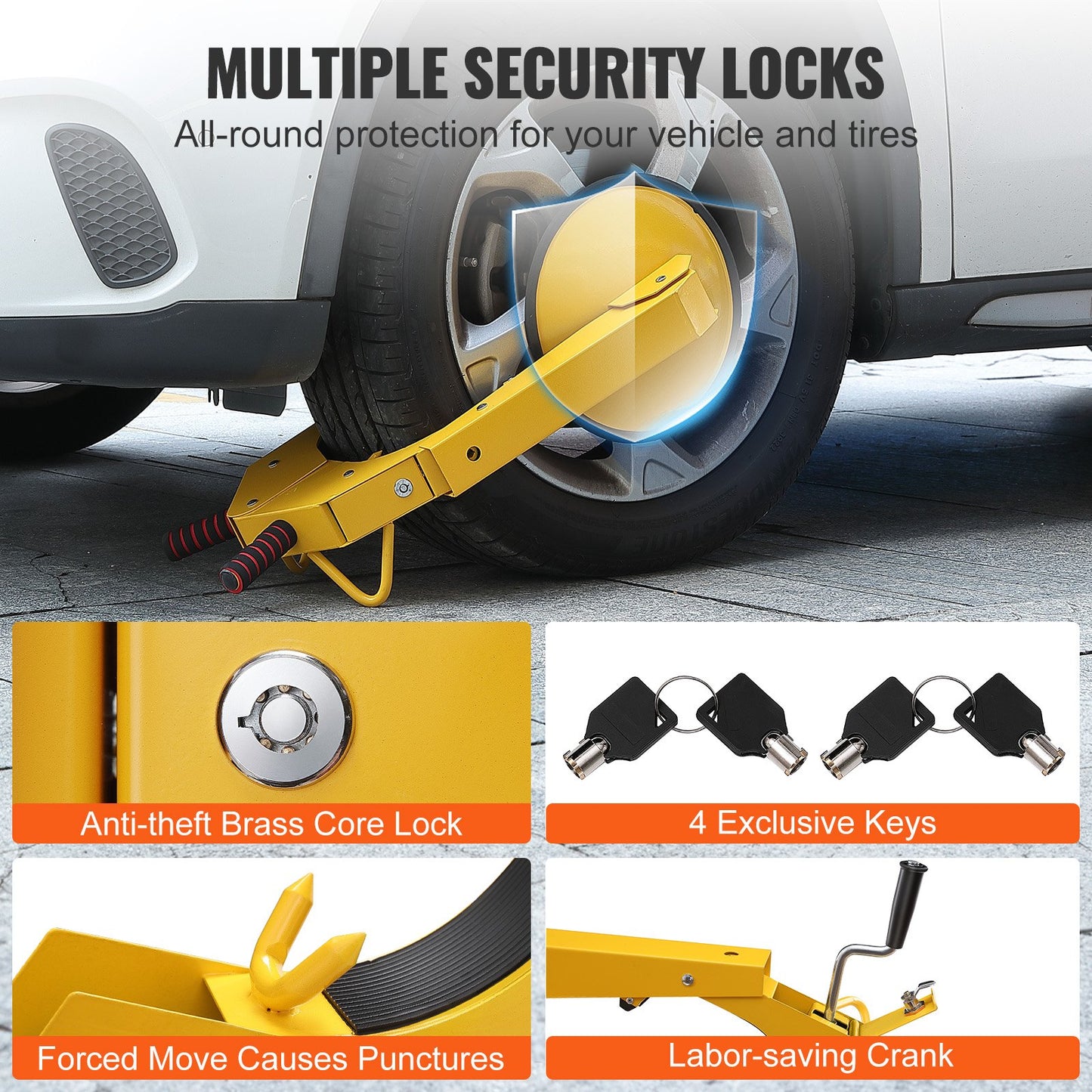 VEVOR Wheel Lock Clamp, 2-Pack Trailer Wheel Lock, Heavy-Duty Anti Theft Tire Lock,-$60
